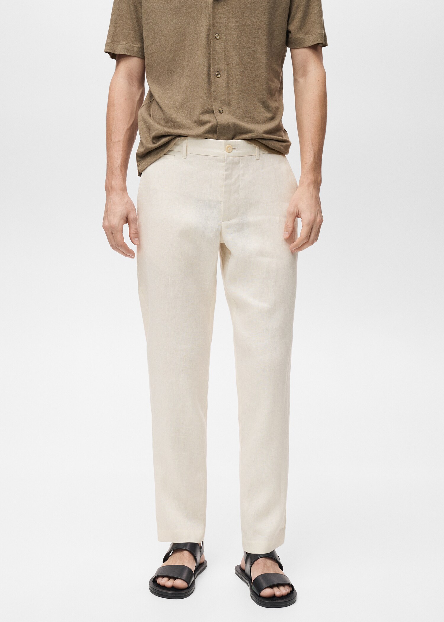 Slim-fit 100% linen pants - Medium plane