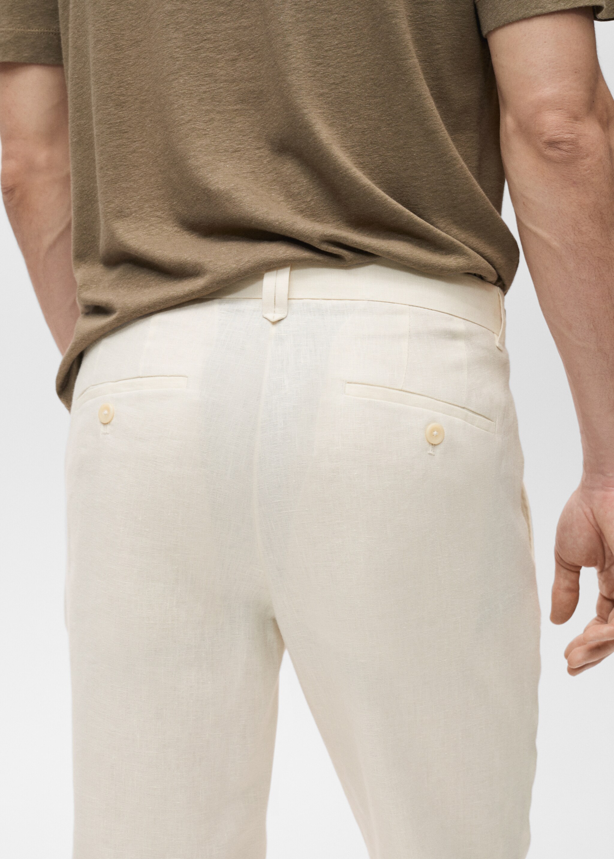 Slim-fit 100% linen trousers - Details of the article 6