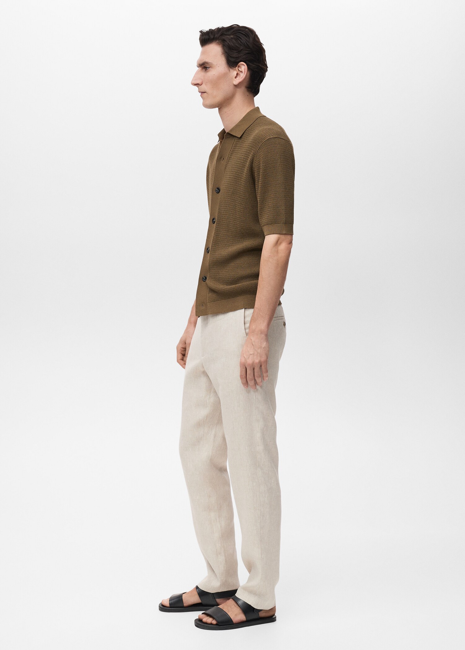 Slim-fit 100% linen trousers - Details of the article 2