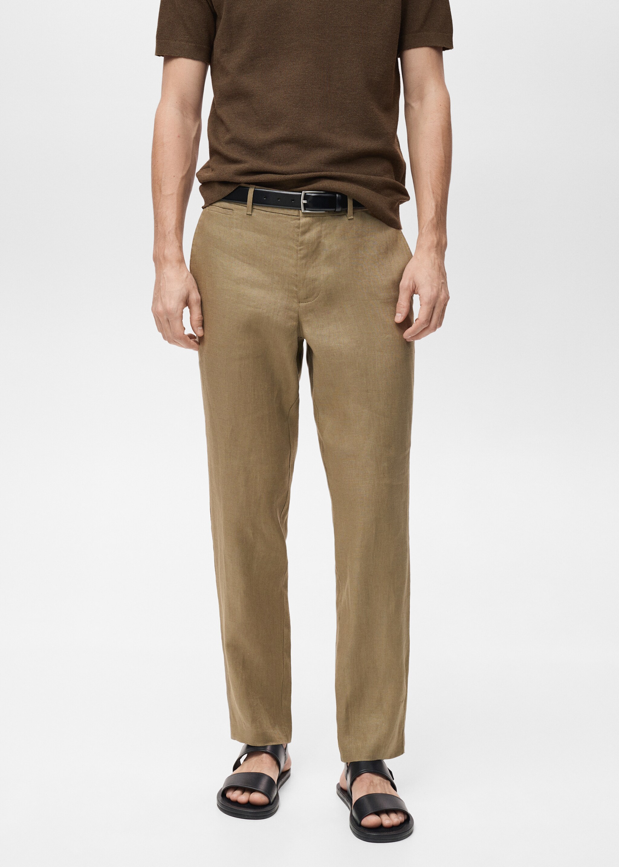 Slim-fit 100% linen trousers - Medium plane