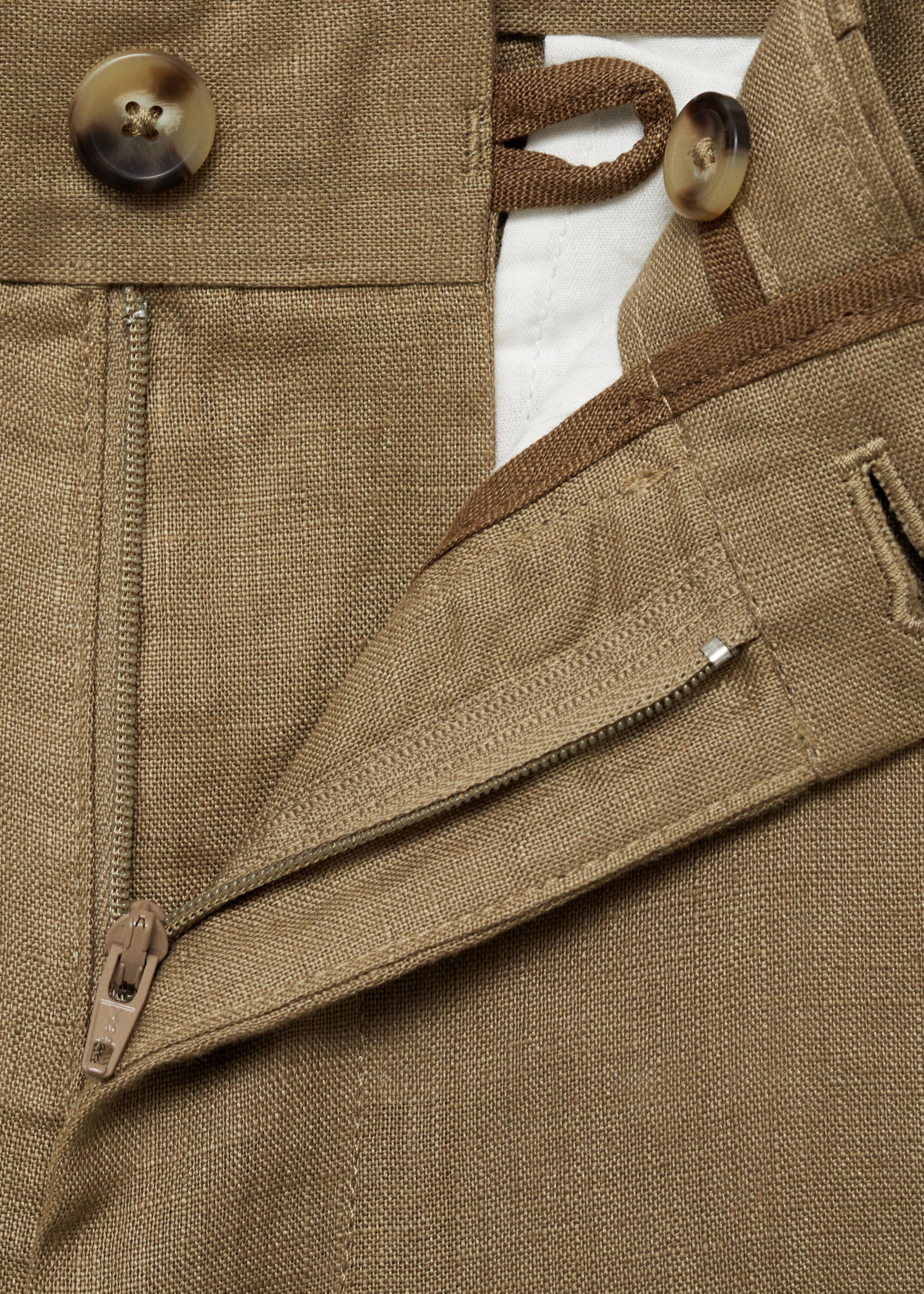 Slim-fit 100% linen trousers - Details of the article 0