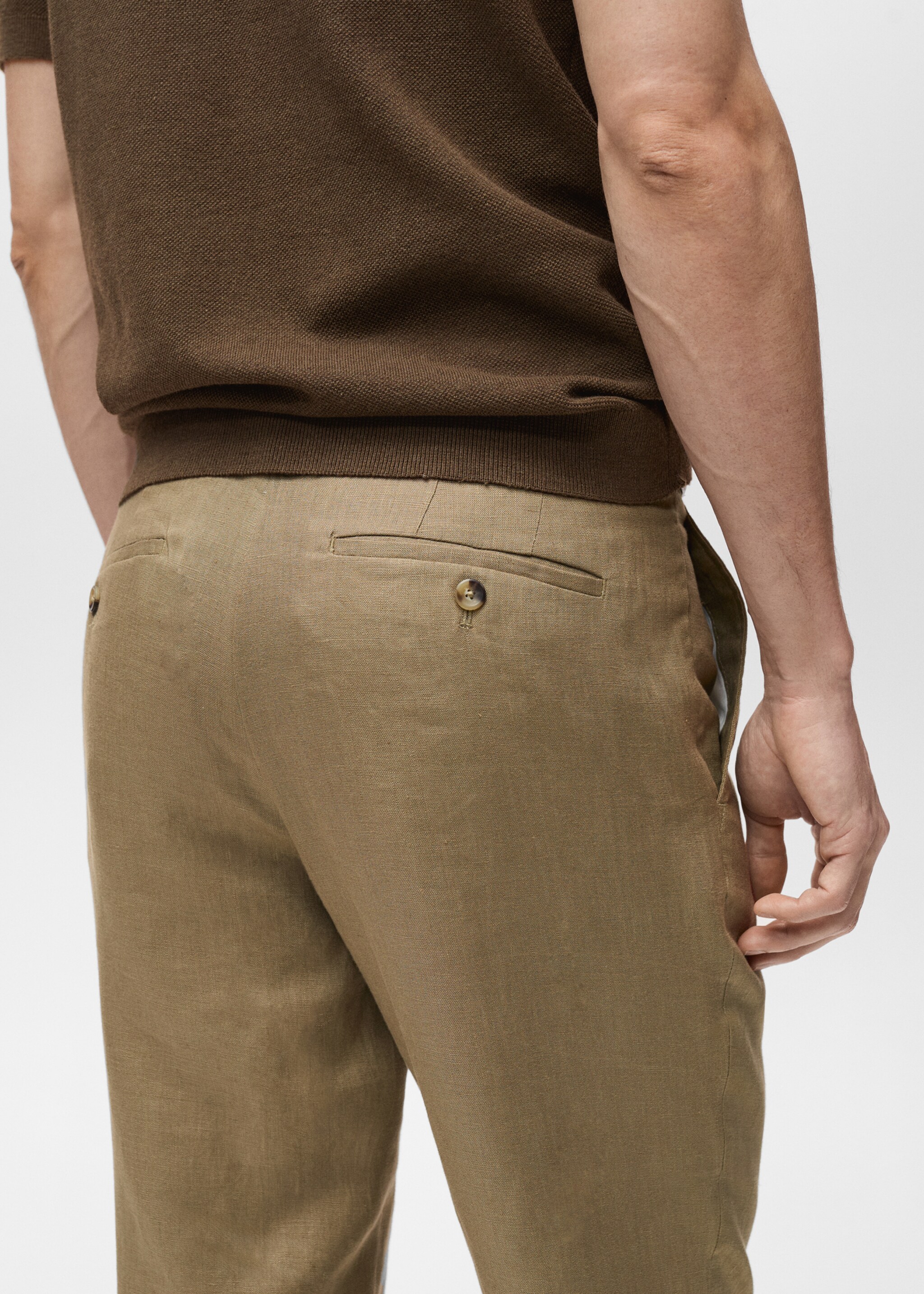 Slim-fit 100% linen trousers - Details of the article 6