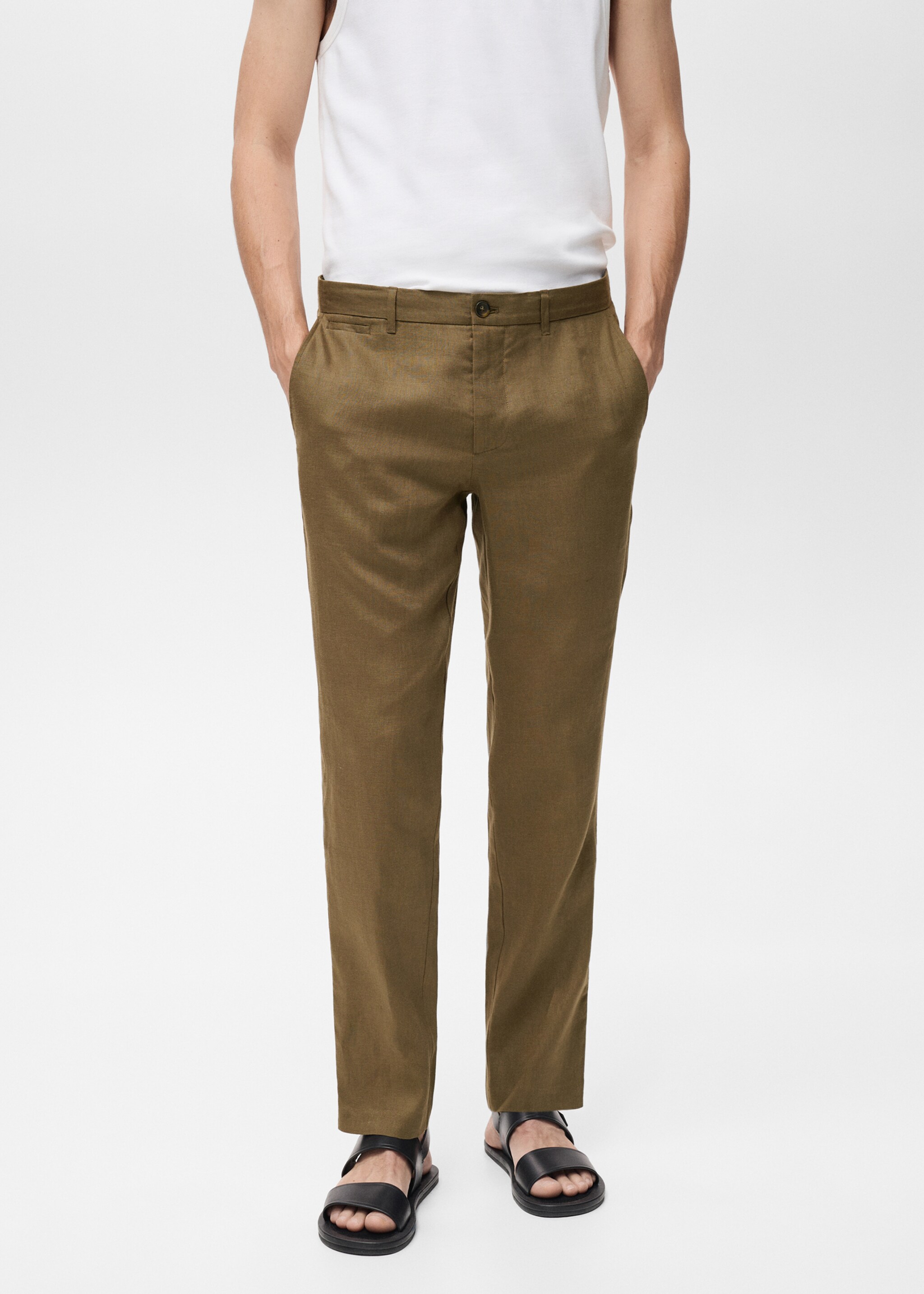 Slim-fit 100% linen trousers - Medium plane
