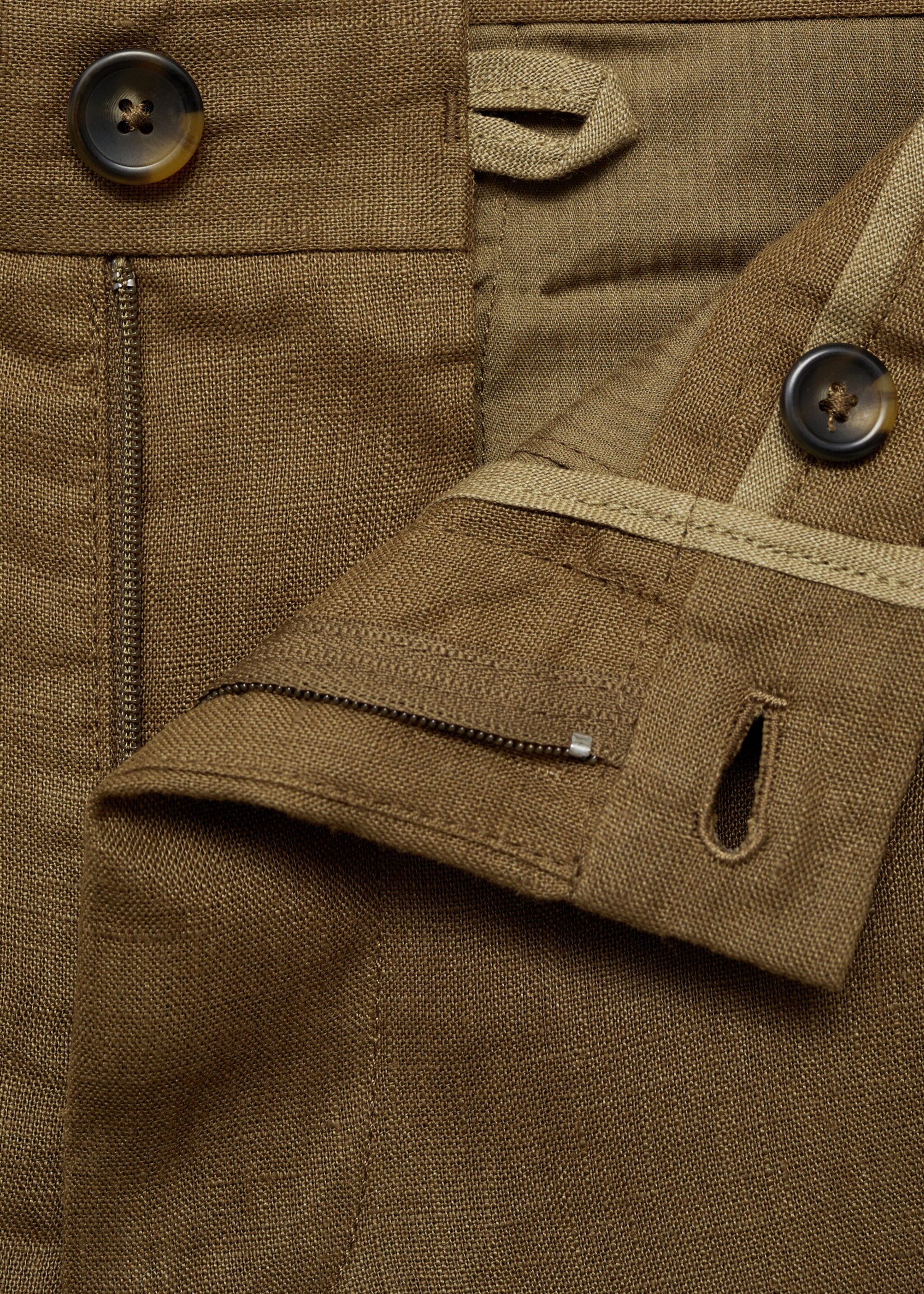 Slim-fit 100% linen trousers - Details of the article 0