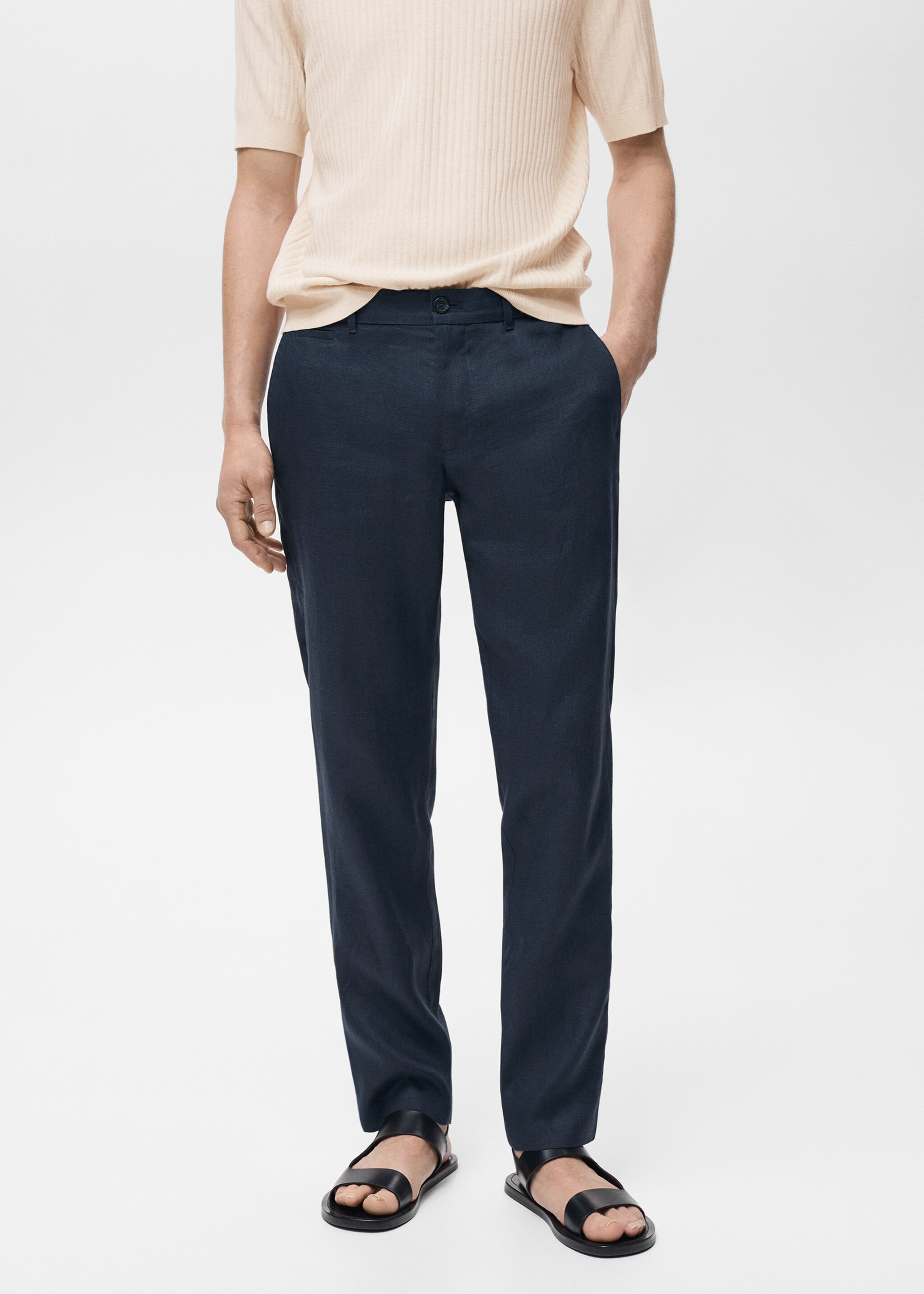 Pantalón 100% lino slim fit - Plano medio