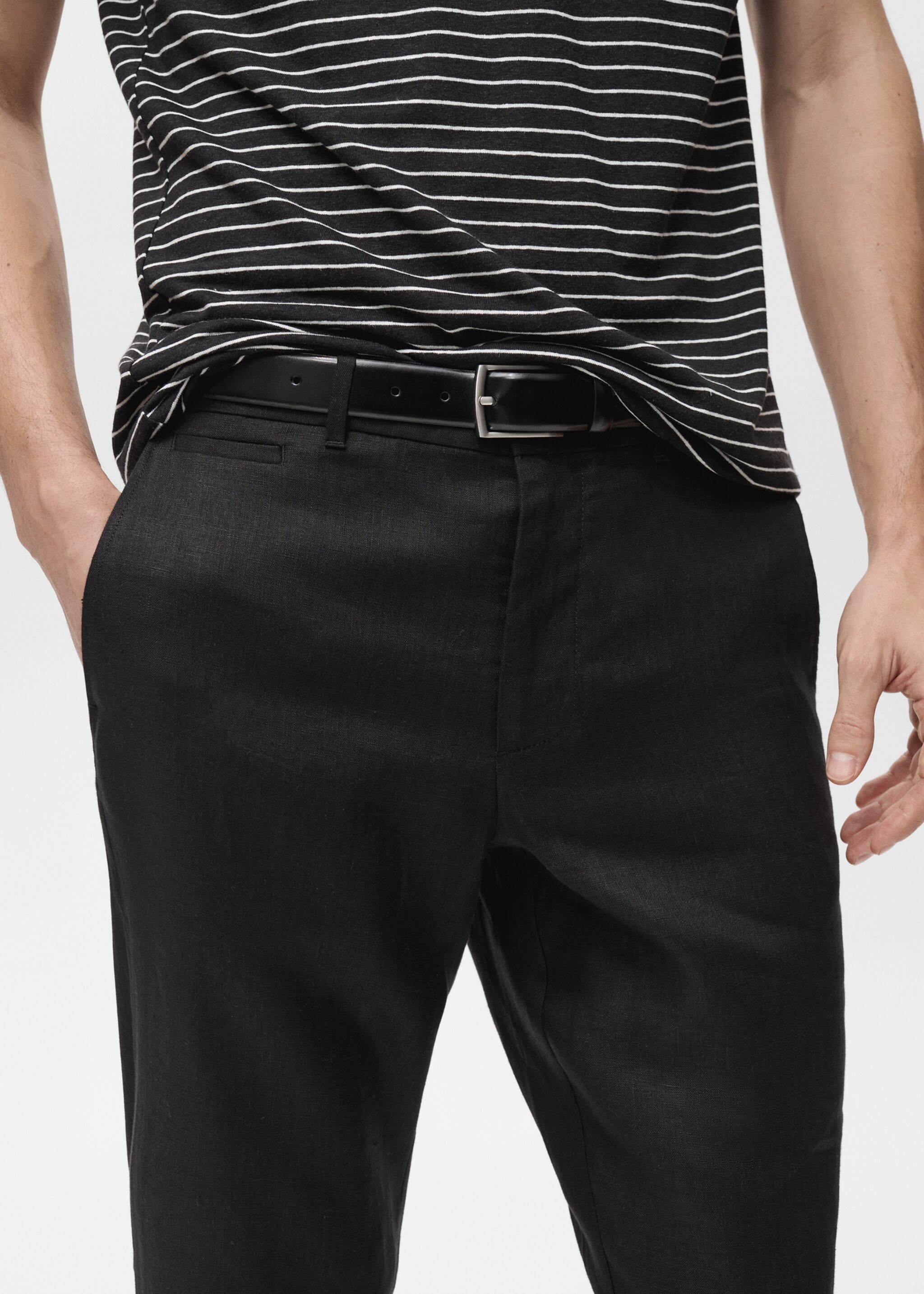 Slim-fit 100% linen trousers - Details of the article 1