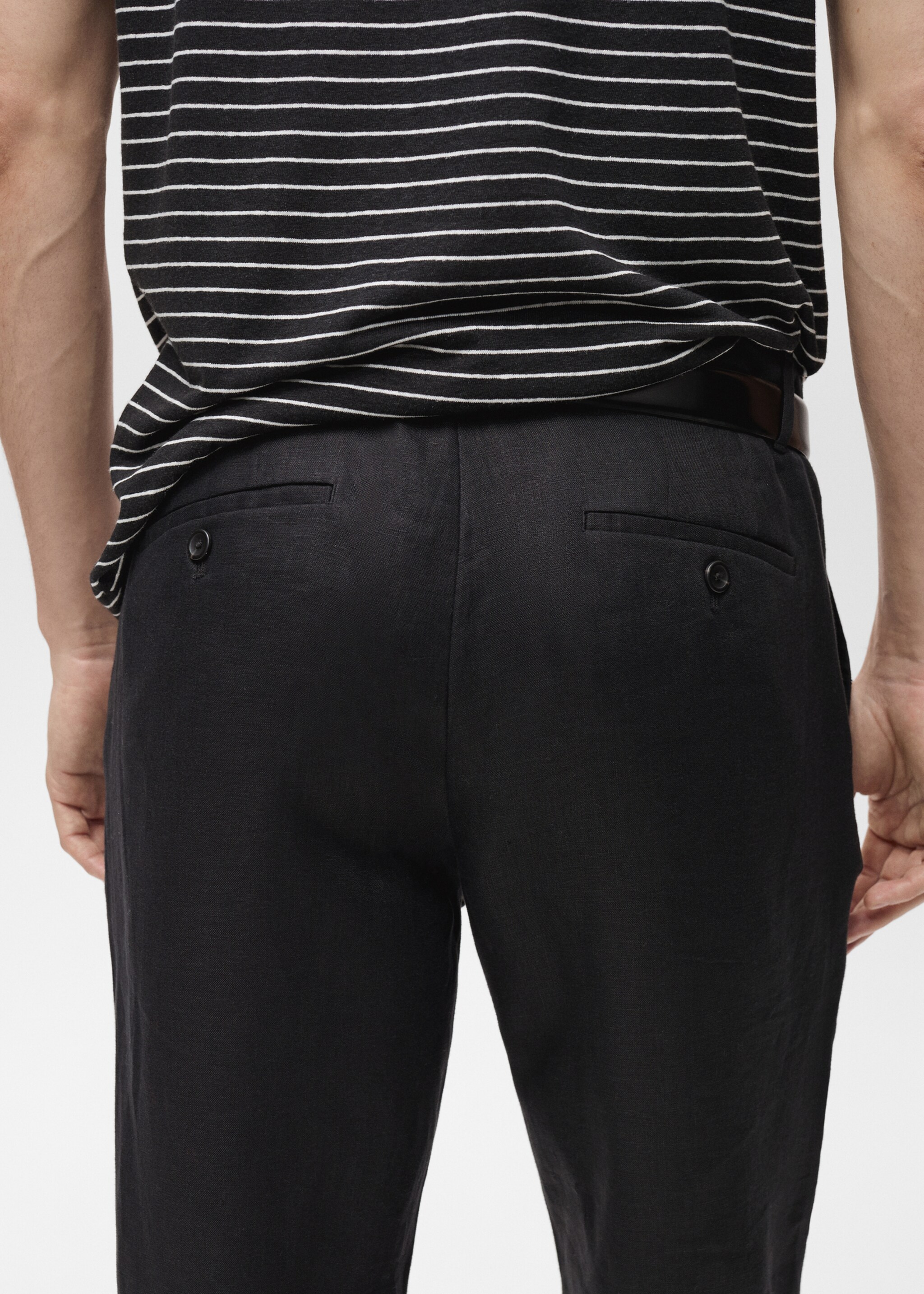 Slim-fit 100% linen trousers - Details of the article 6