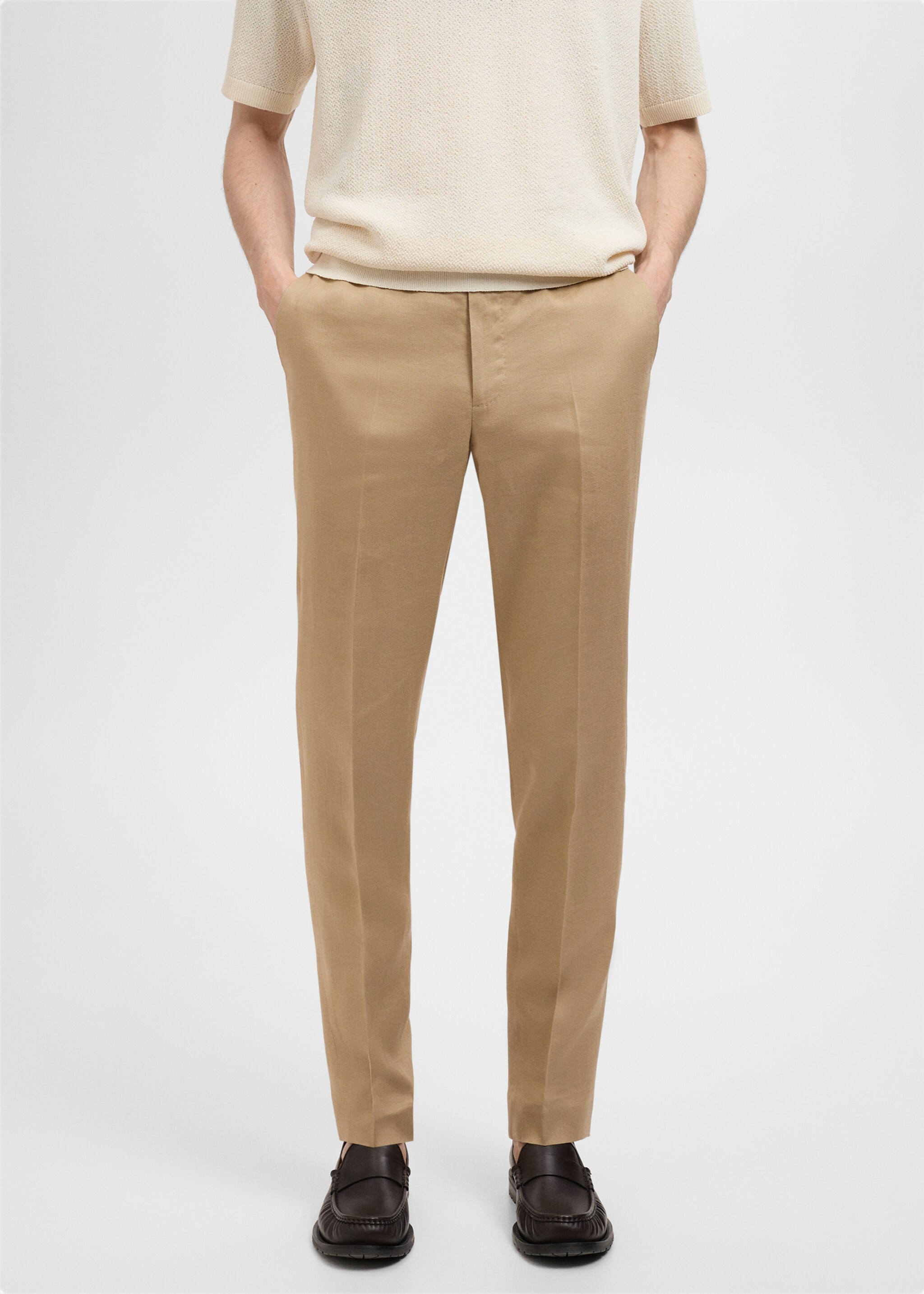 Amalfi 100% linen slim-fit suit trousers - Medium plane