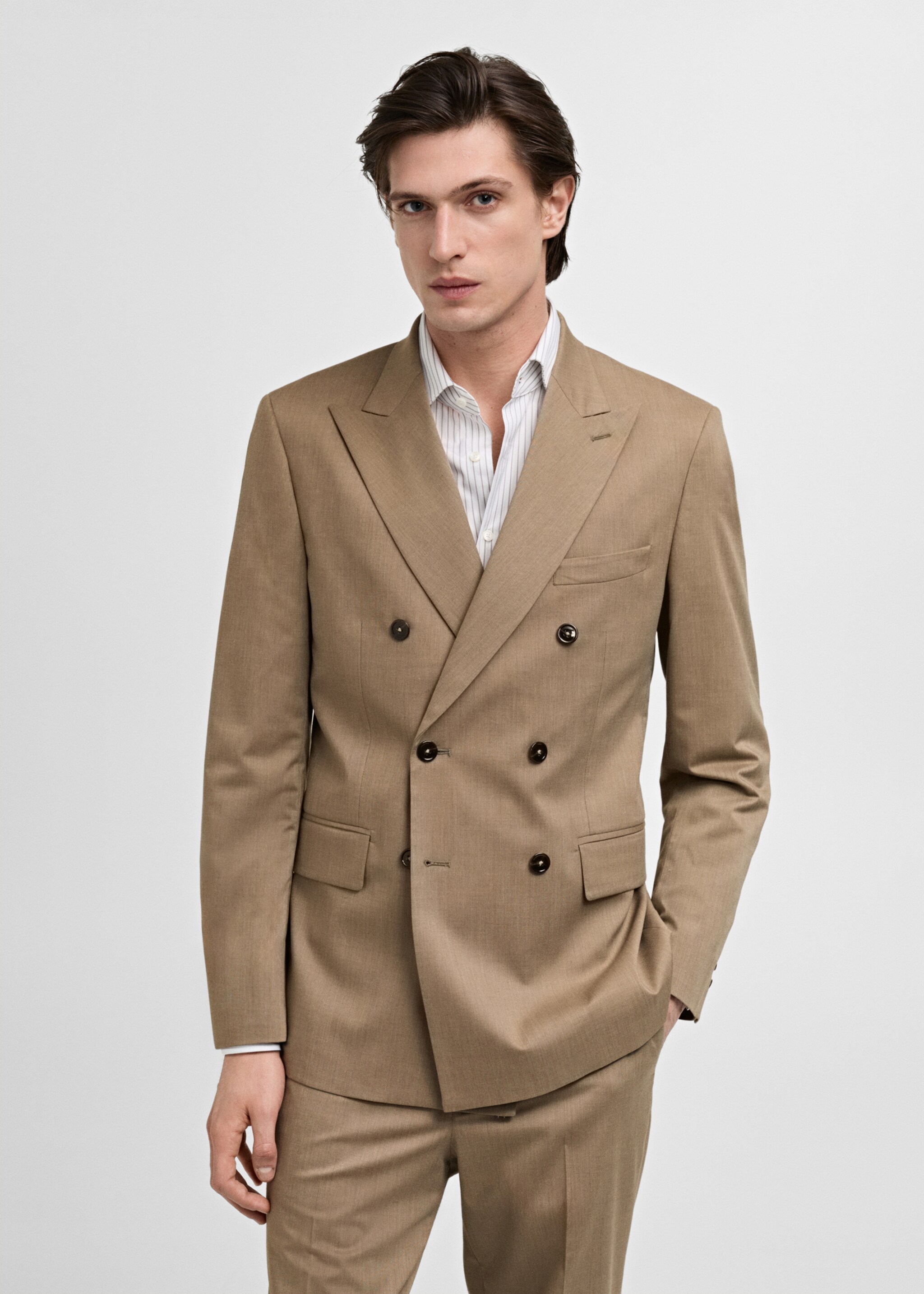 Monaco double-breasted slim-fit suit jacket - Medium plane