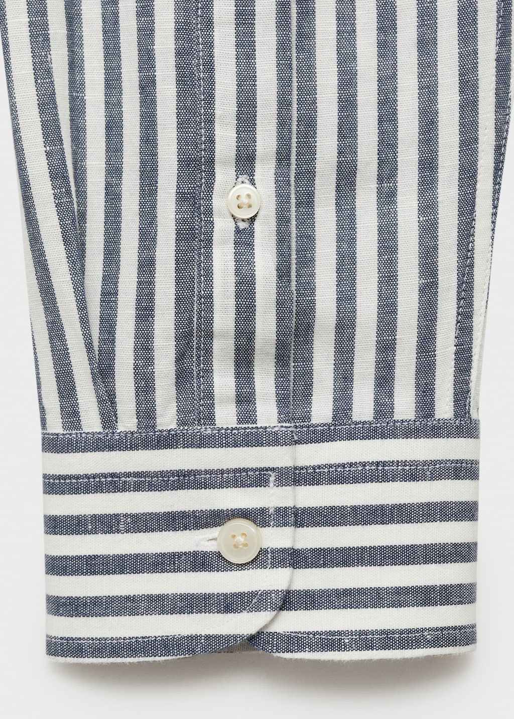 Striped mandarin-collar linen shirt - Men | MANGO USA