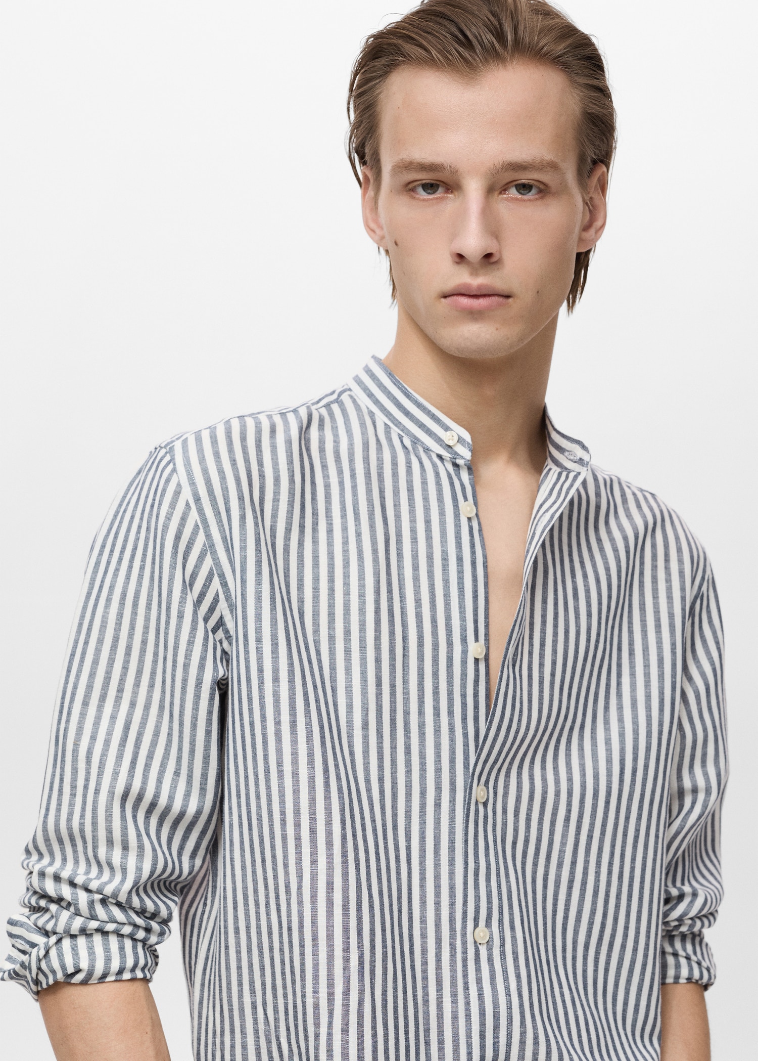 Striped Mandarin Collar Top Striped Mandarin Collar Top