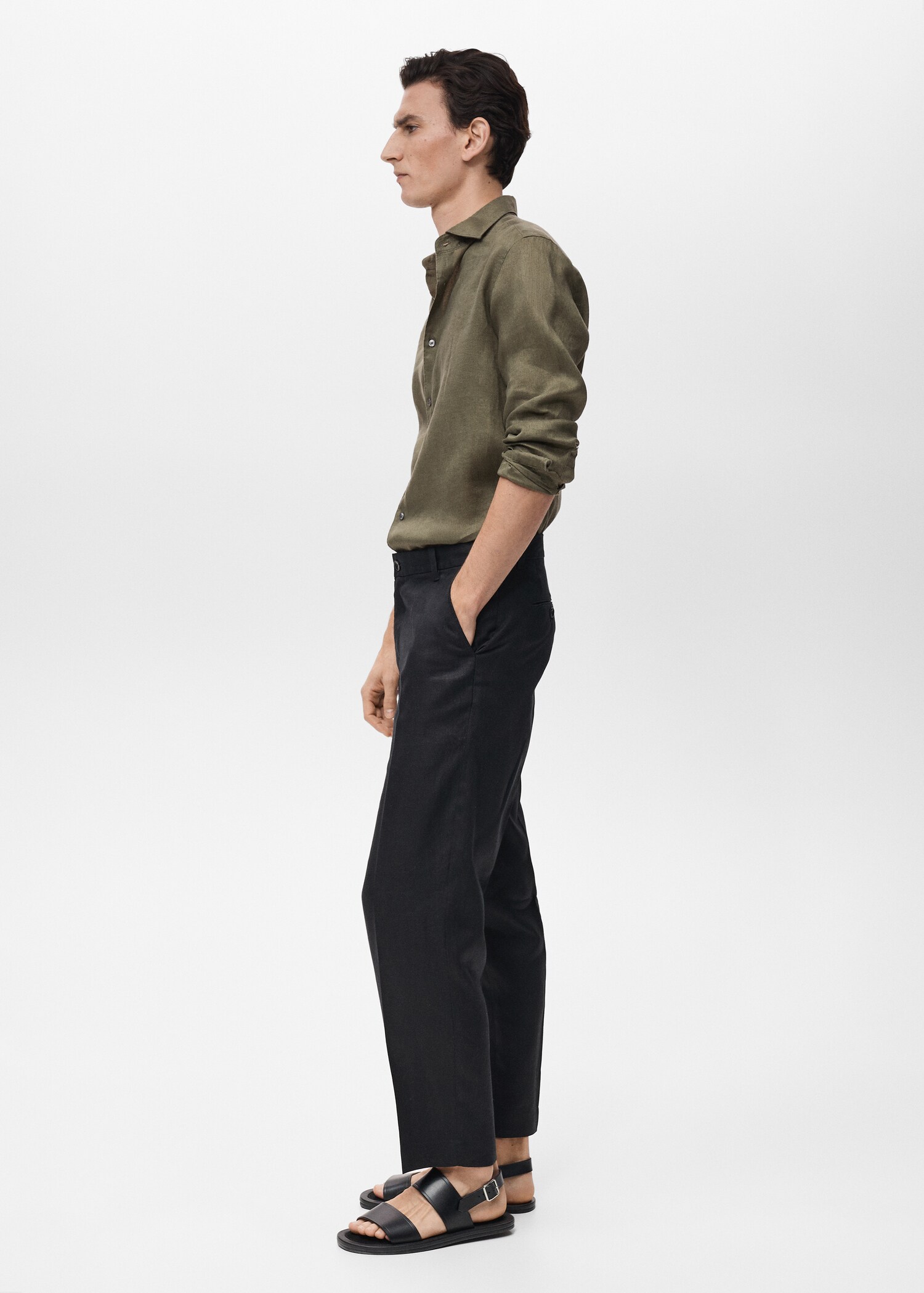 100% linen slim-fit shirt - Details of the article 2