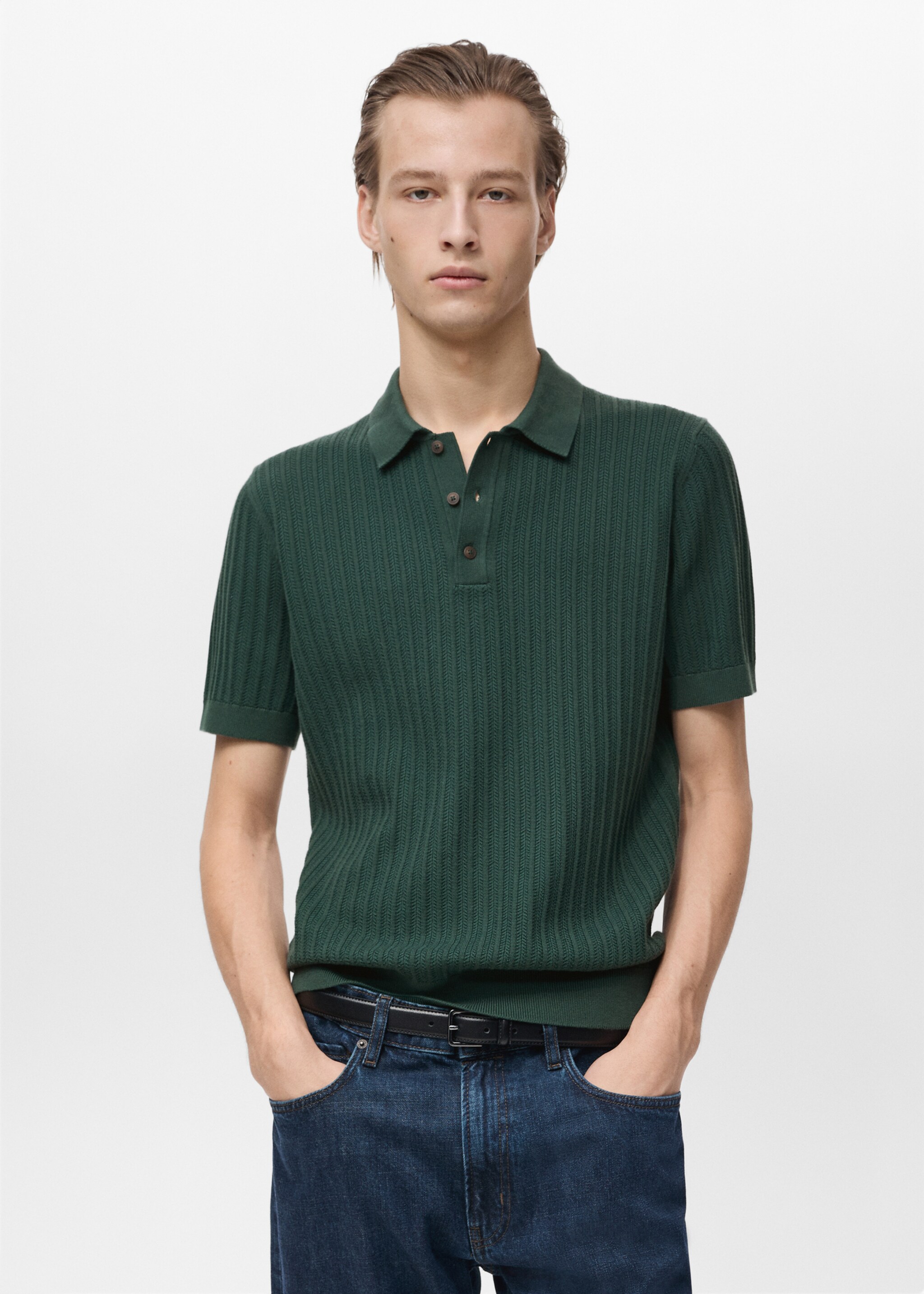 Polo maille fine chevrons - Plan moyen