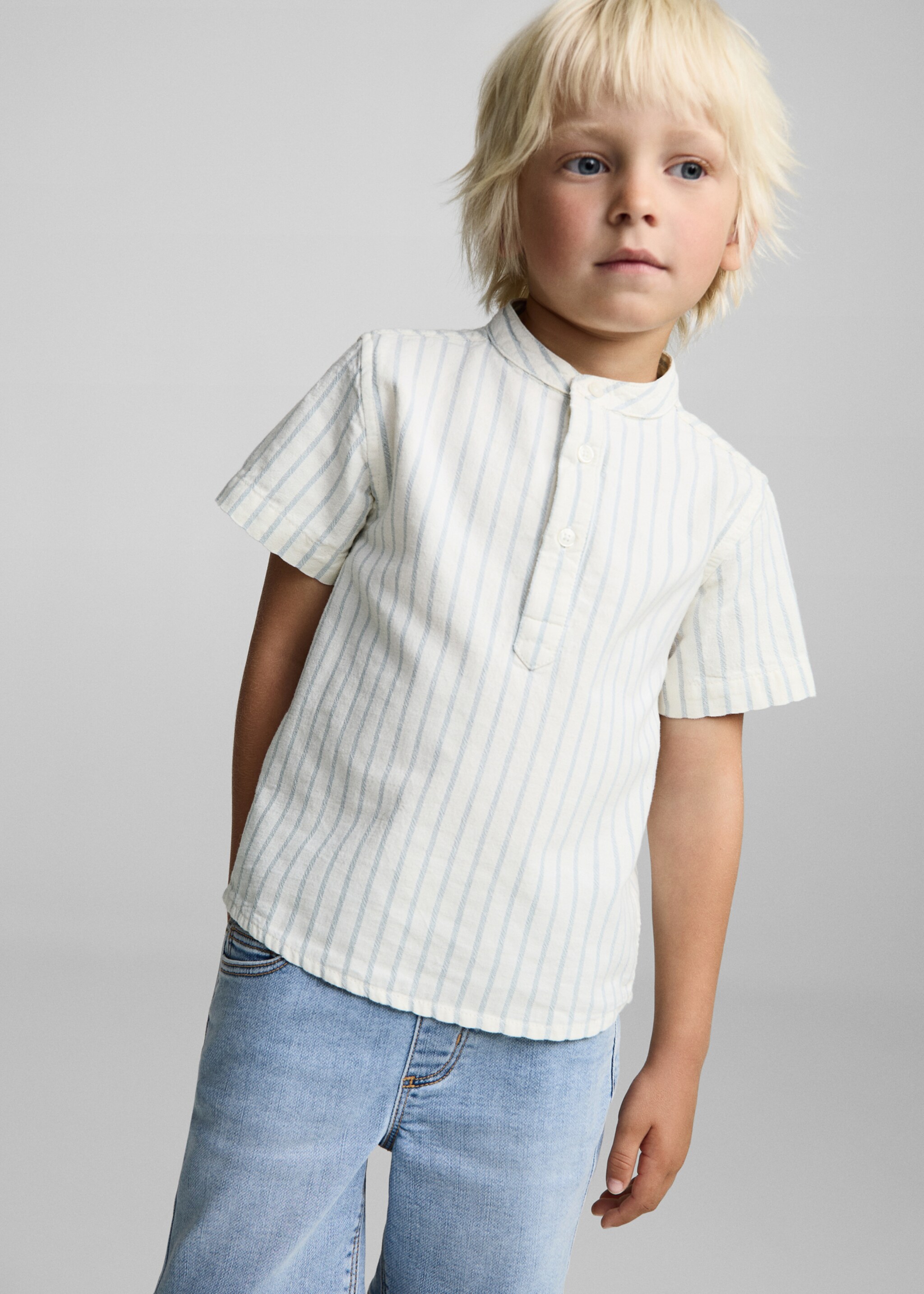 Striped Mao collar shirt - Medium plane
