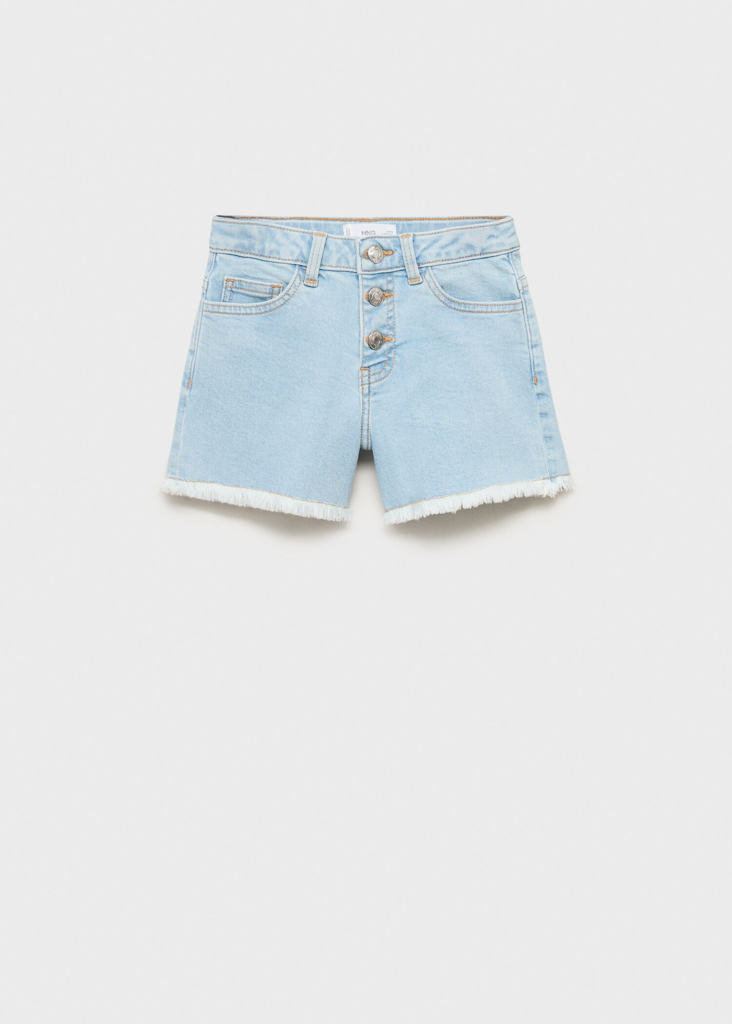 Denim shorts with frayed hem - Article without model