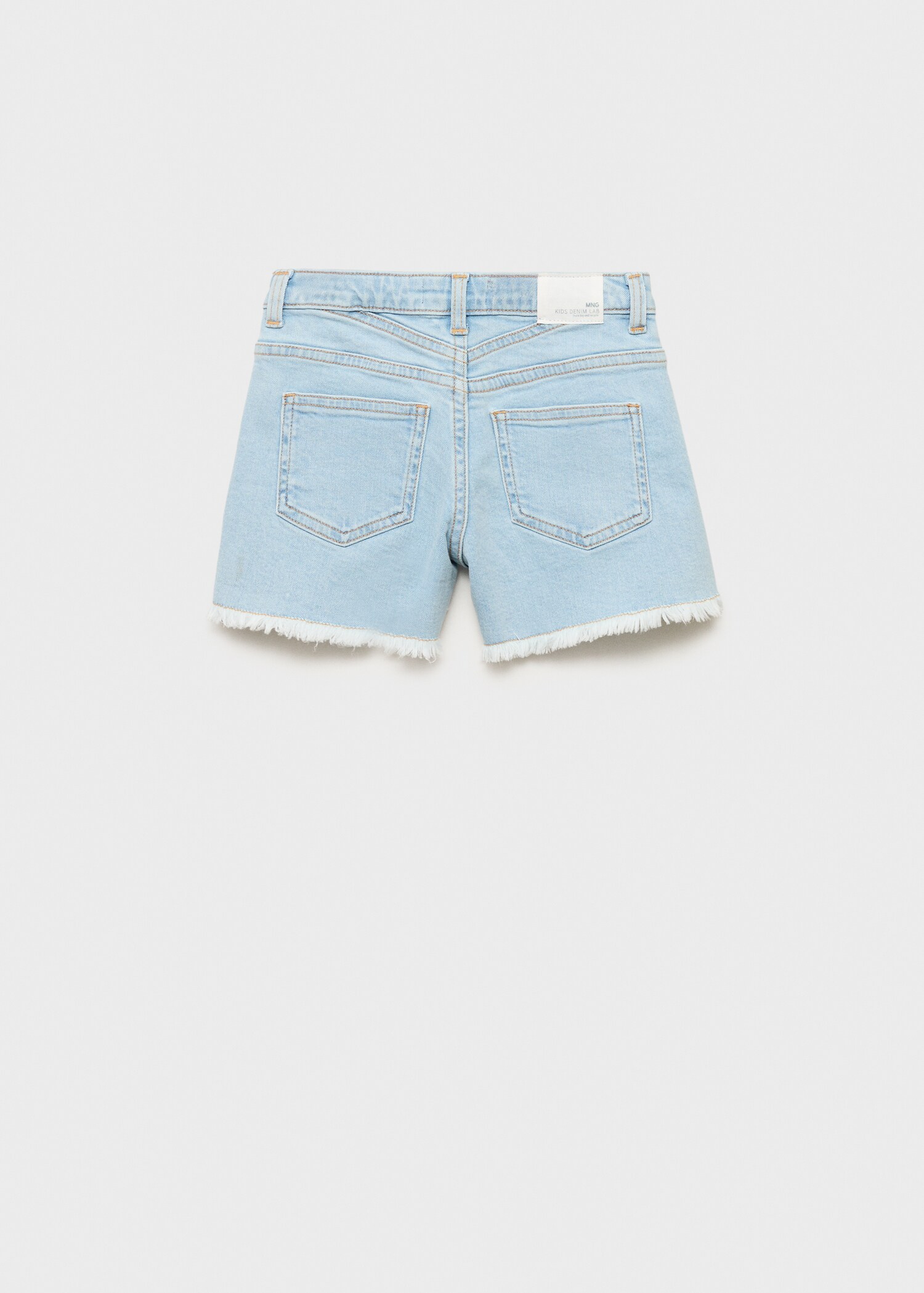 Denim shorts with frayed hem - Reverse of the article