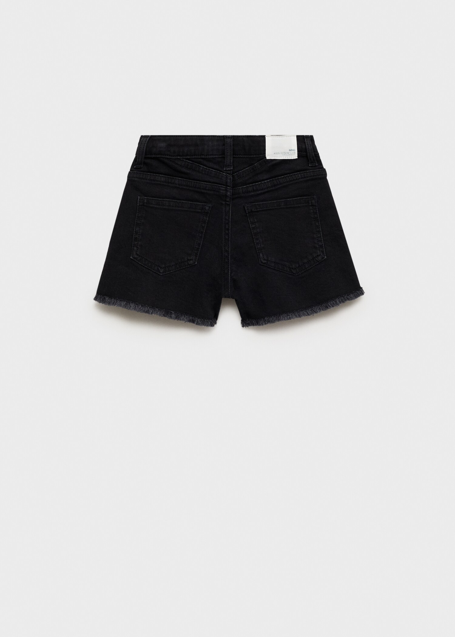 Denim shorts with frayed hem - Reverse of the article