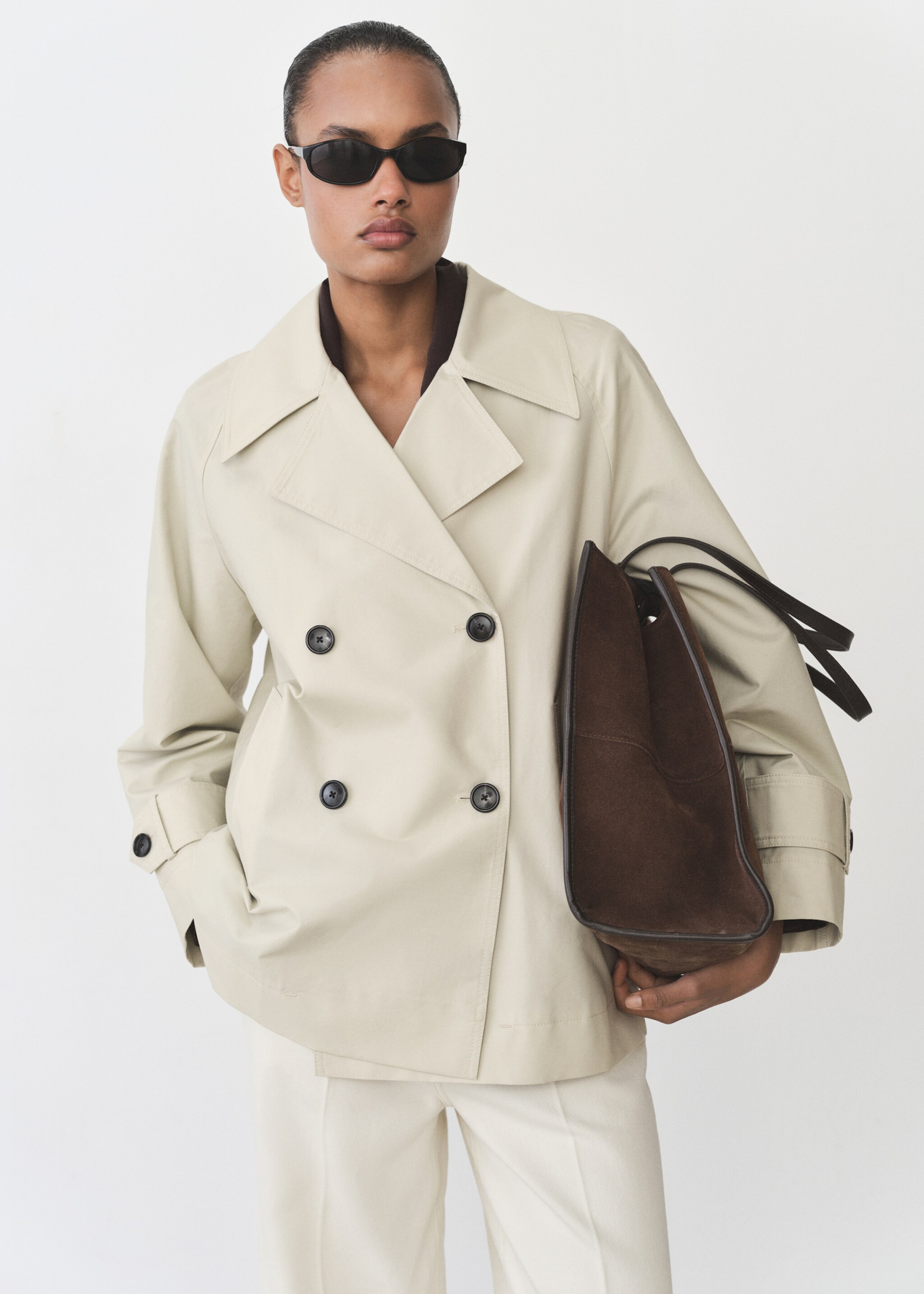 Short double-breasted trench coat - Medium plane