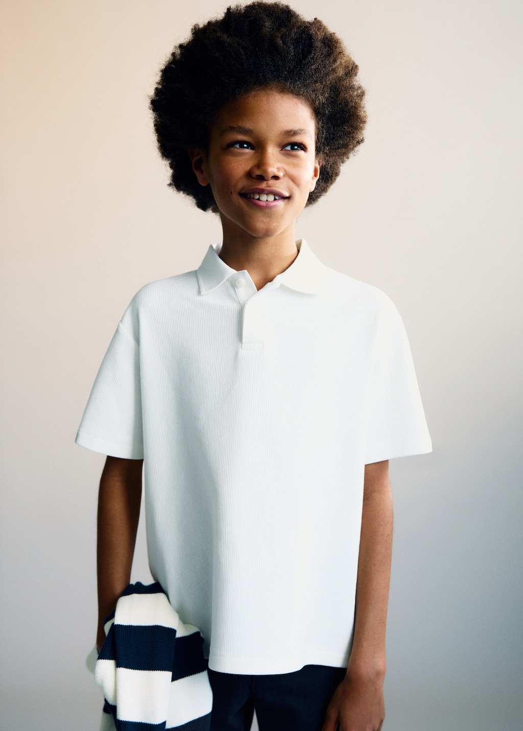 Ribbed cotton polo shirt