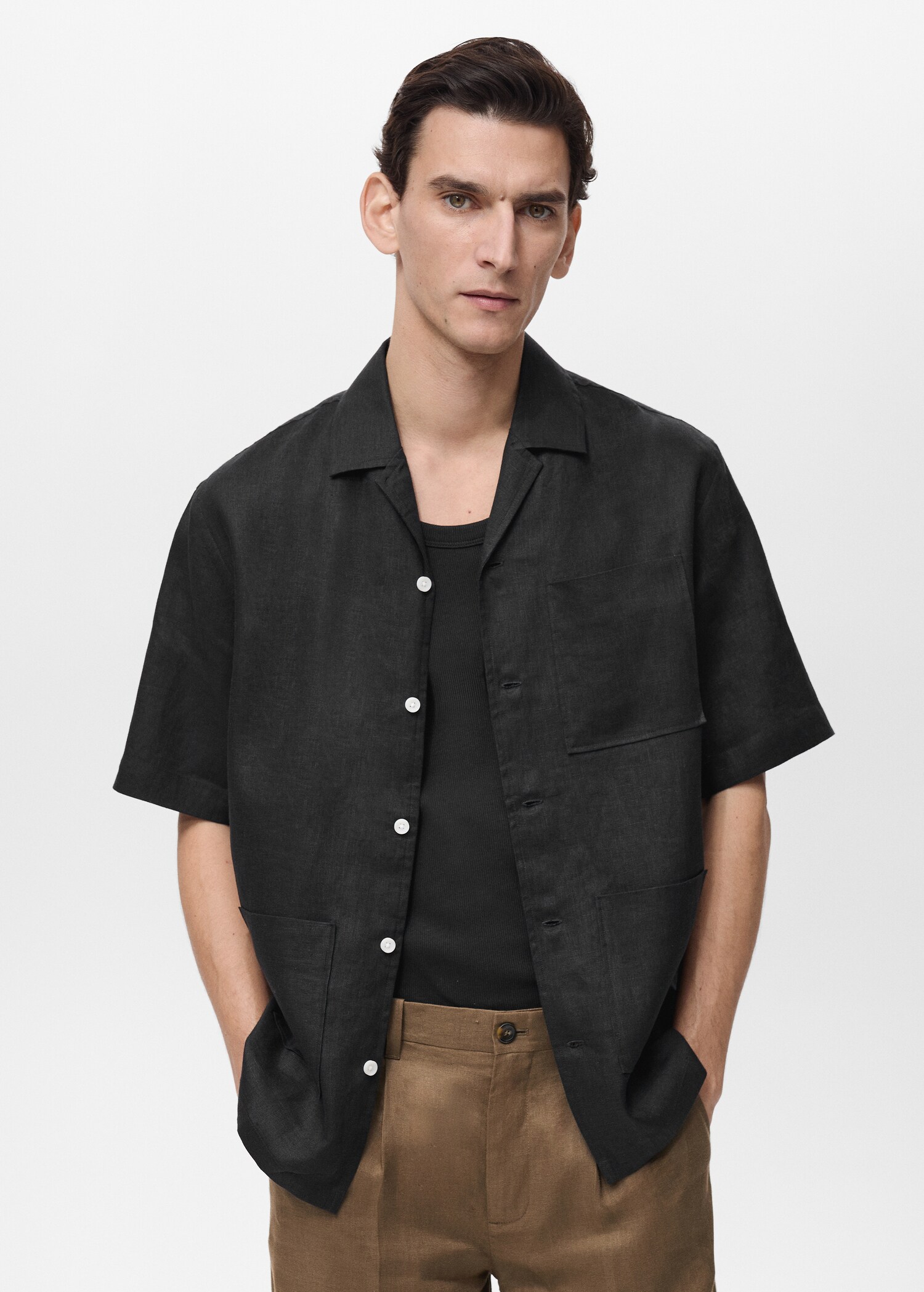 100% linen short sleeve shirt - Medium plane