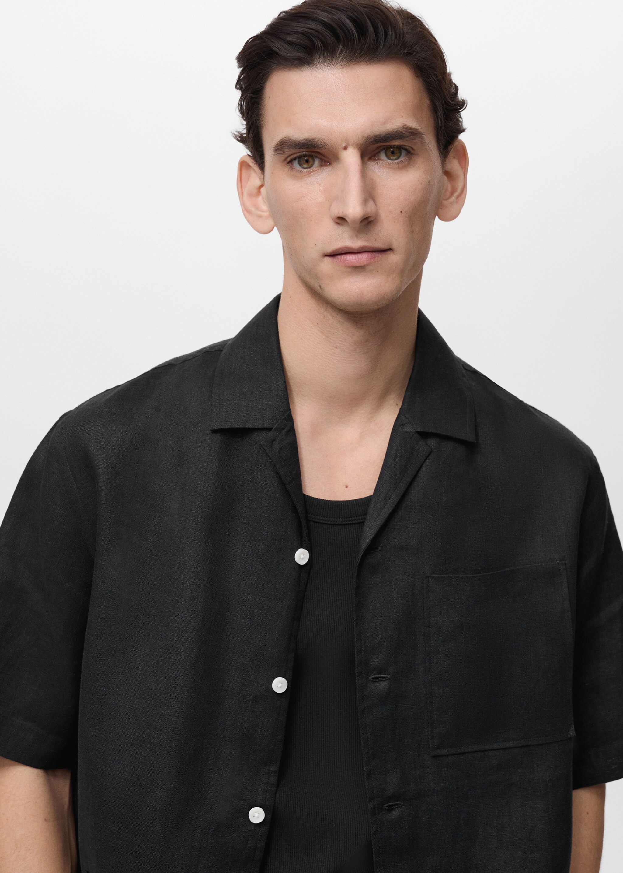 100% linen short sleeve shirt - Details of the article 1