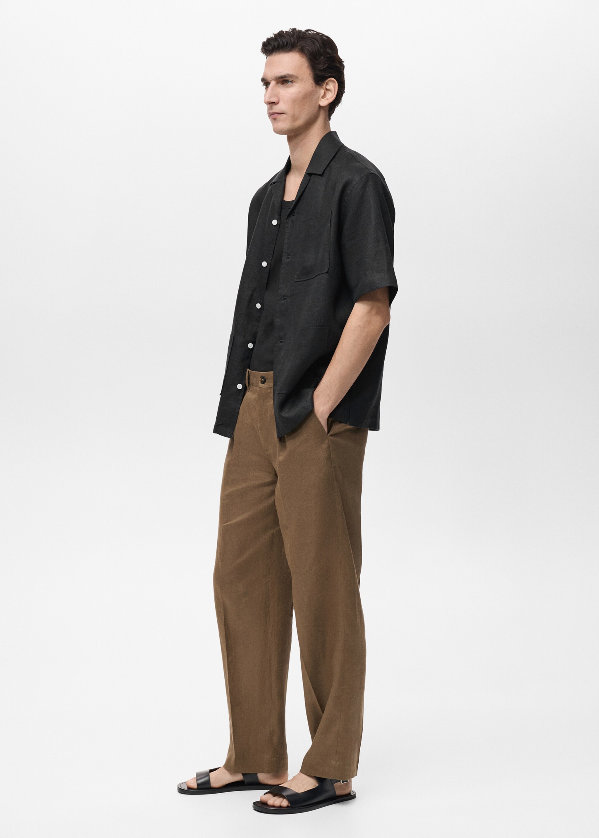 100% linen short sleeve shirt - Details of the article 2