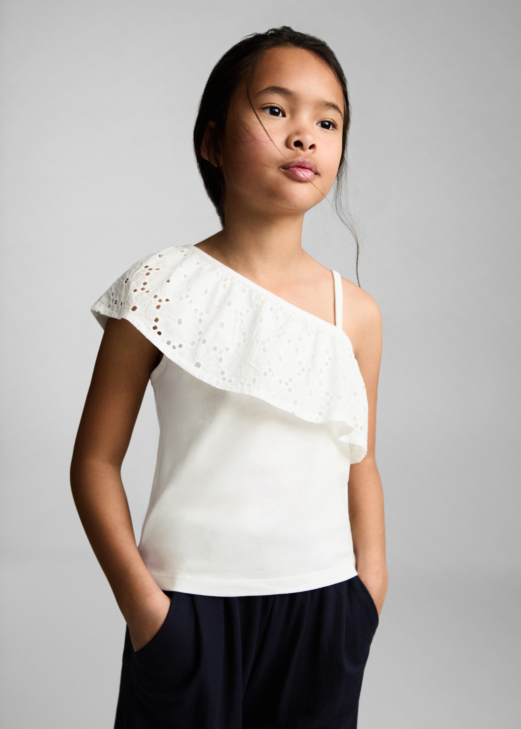 Ruffled asymmetric T-shirt - Medium plane