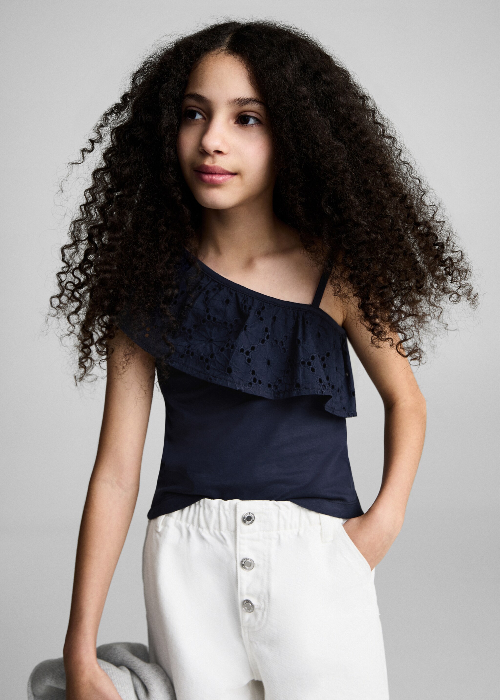 Ruffled asymmetric T-shirt - Medium plane