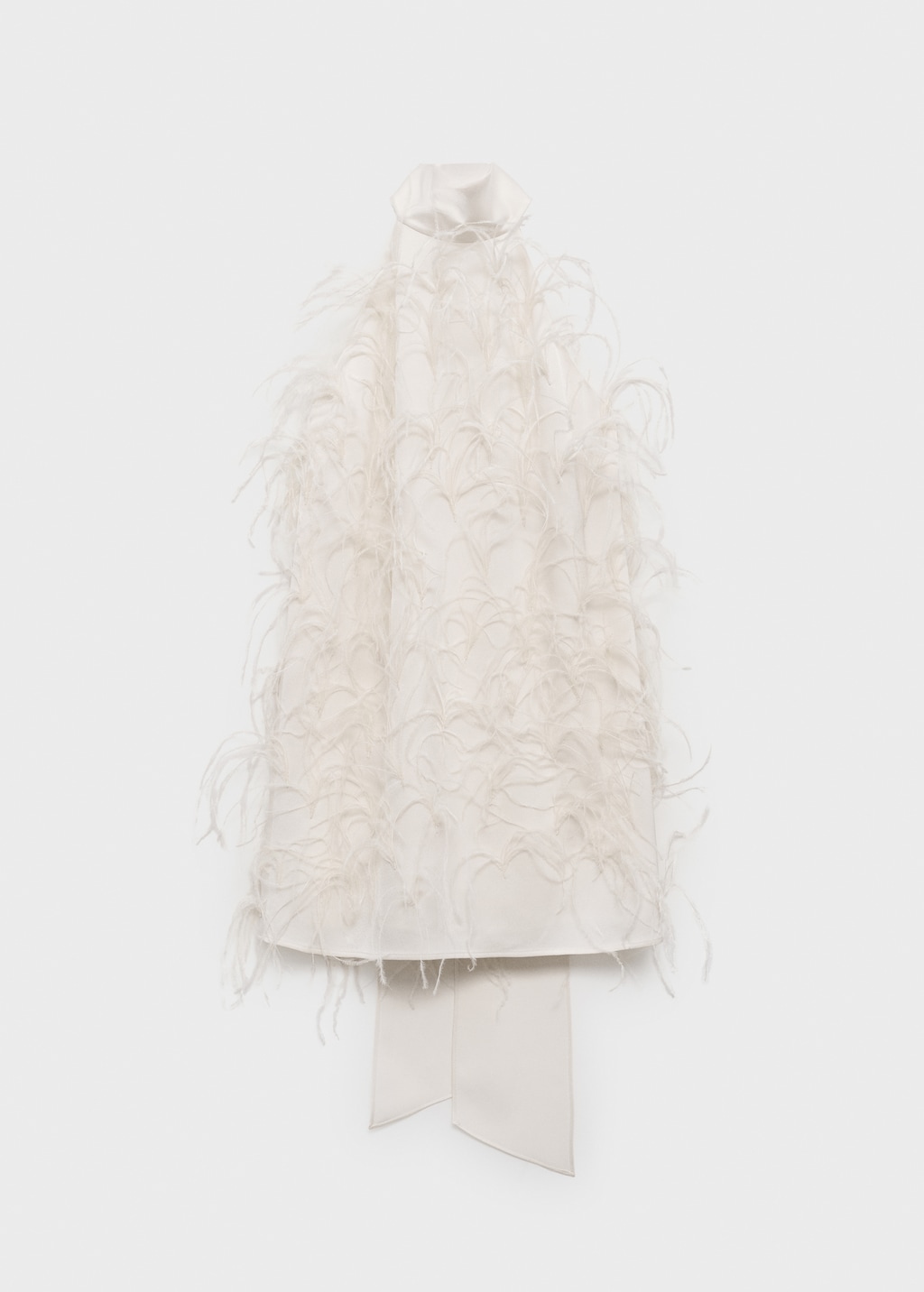 Halter dress with feather decoration