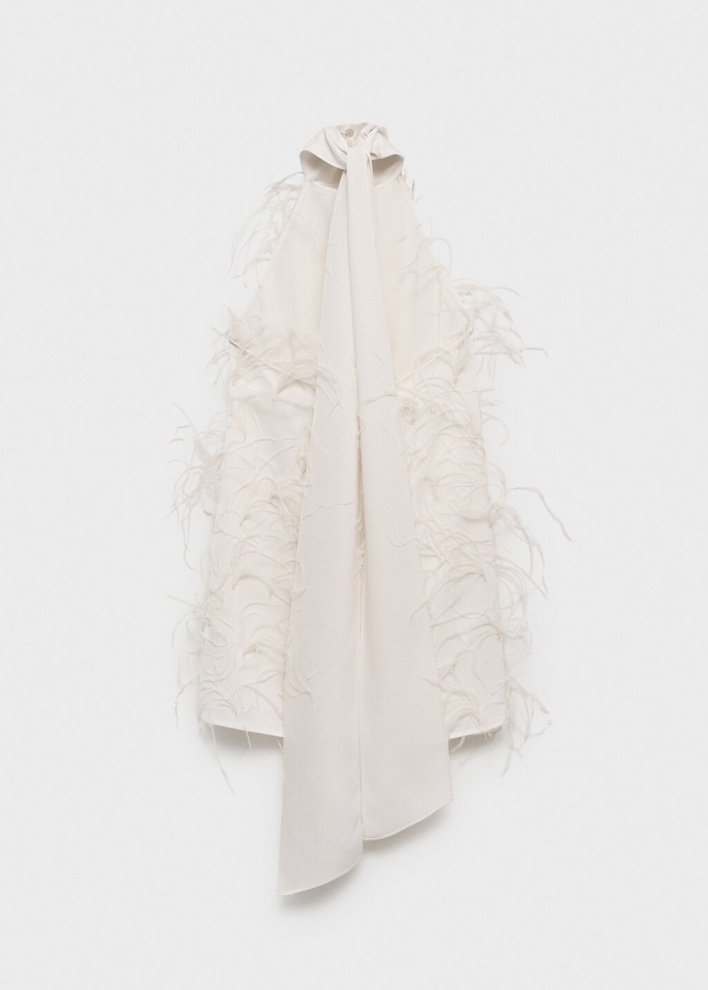 Halter dress with feather decoration
