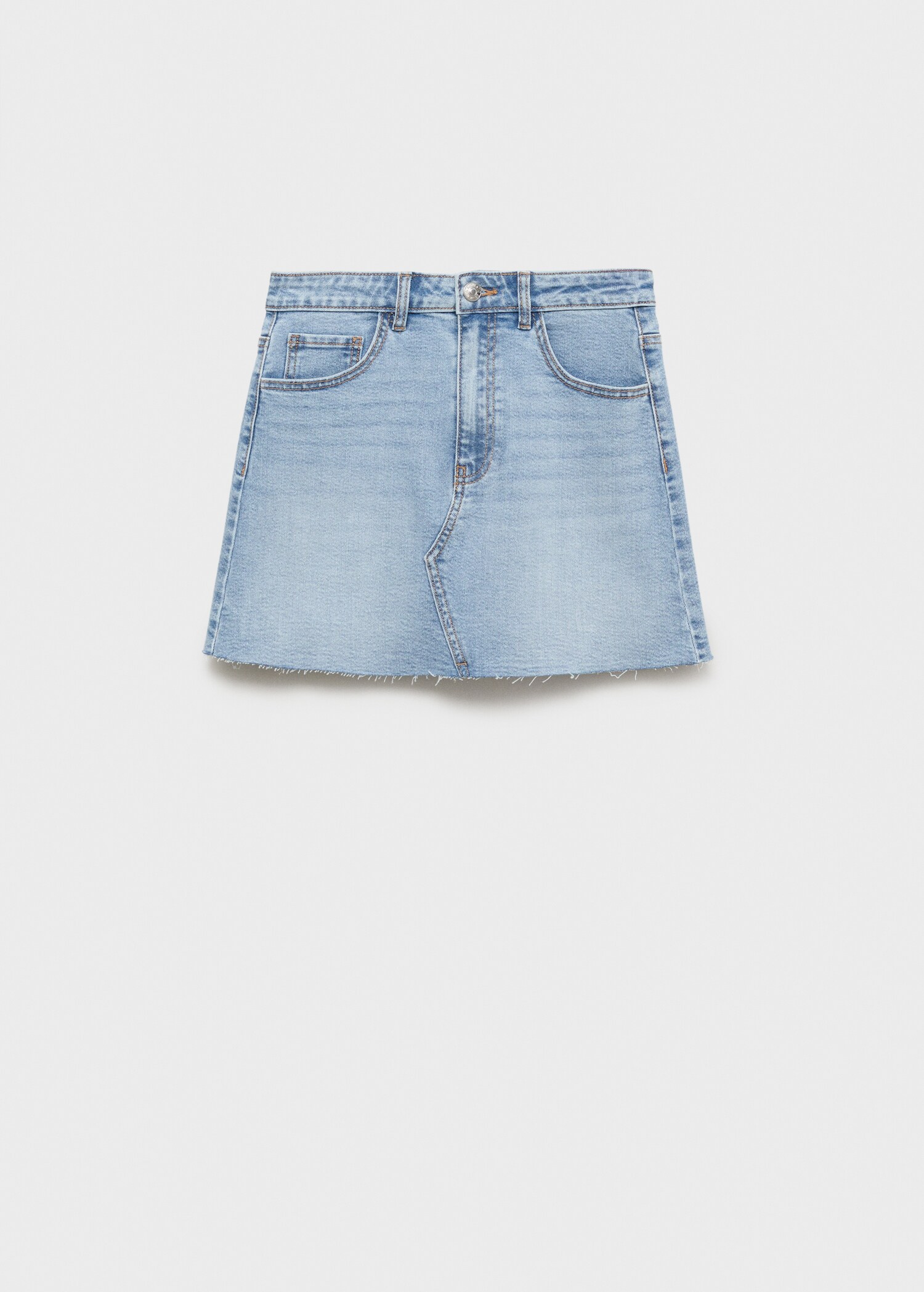 Denim miniskirt with frayed hem - Article without model
