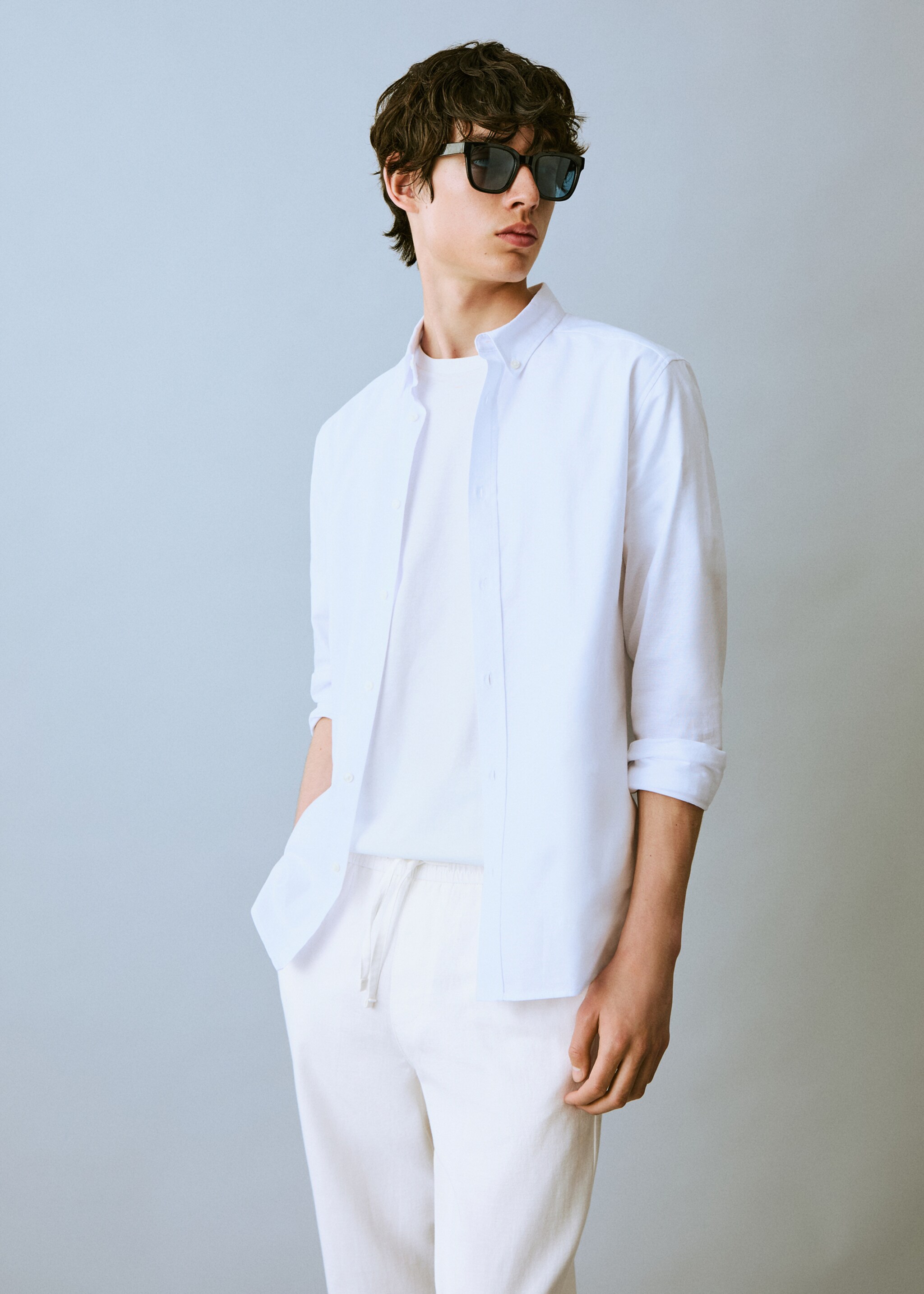 Linen jogger trousers - Medium plane