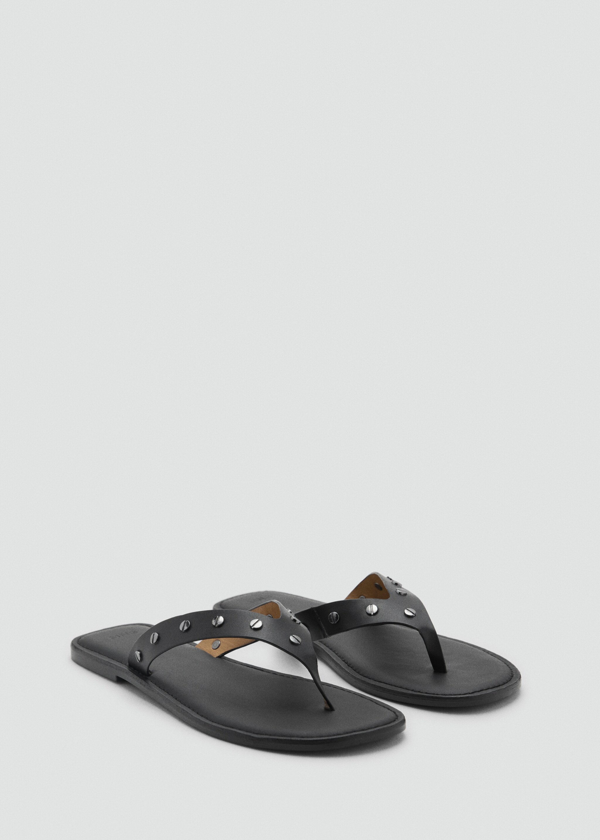 Studded leather sandals - Medium plane