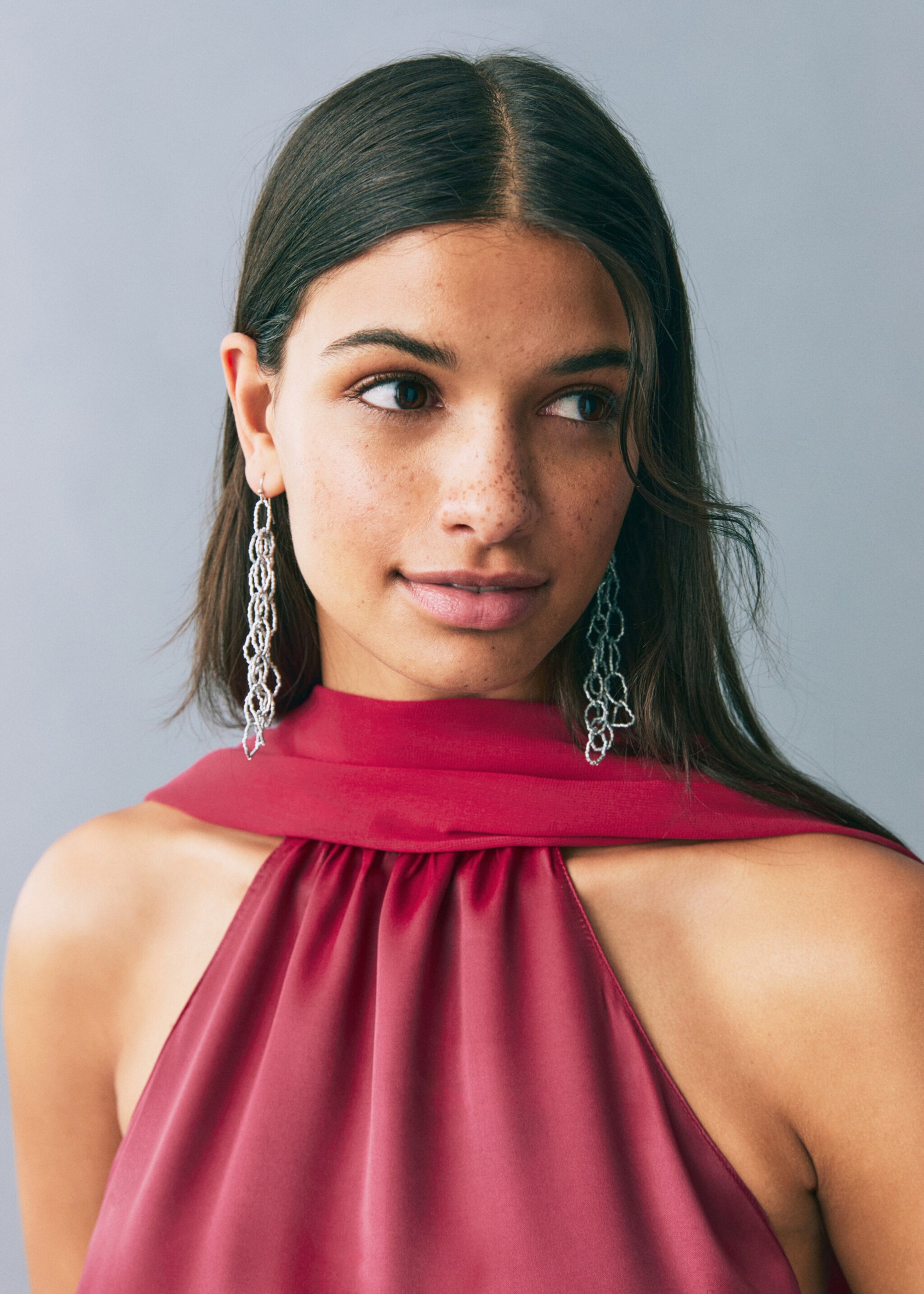Satin halter neck dress - Details of the article 1