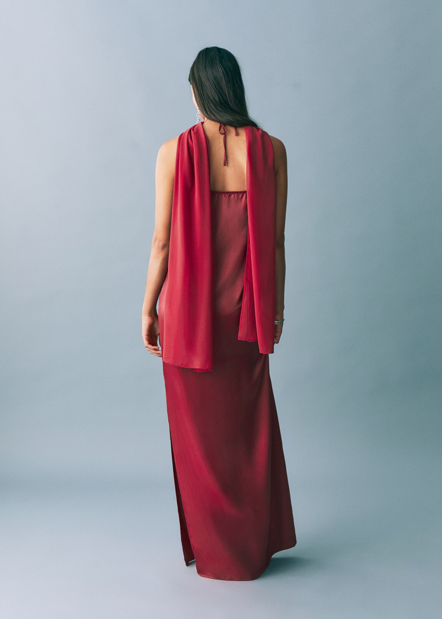 Rochie satinată guler halter - Spatele articolului