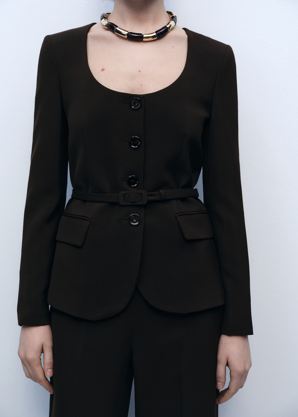 Mango Suit jacket with belt