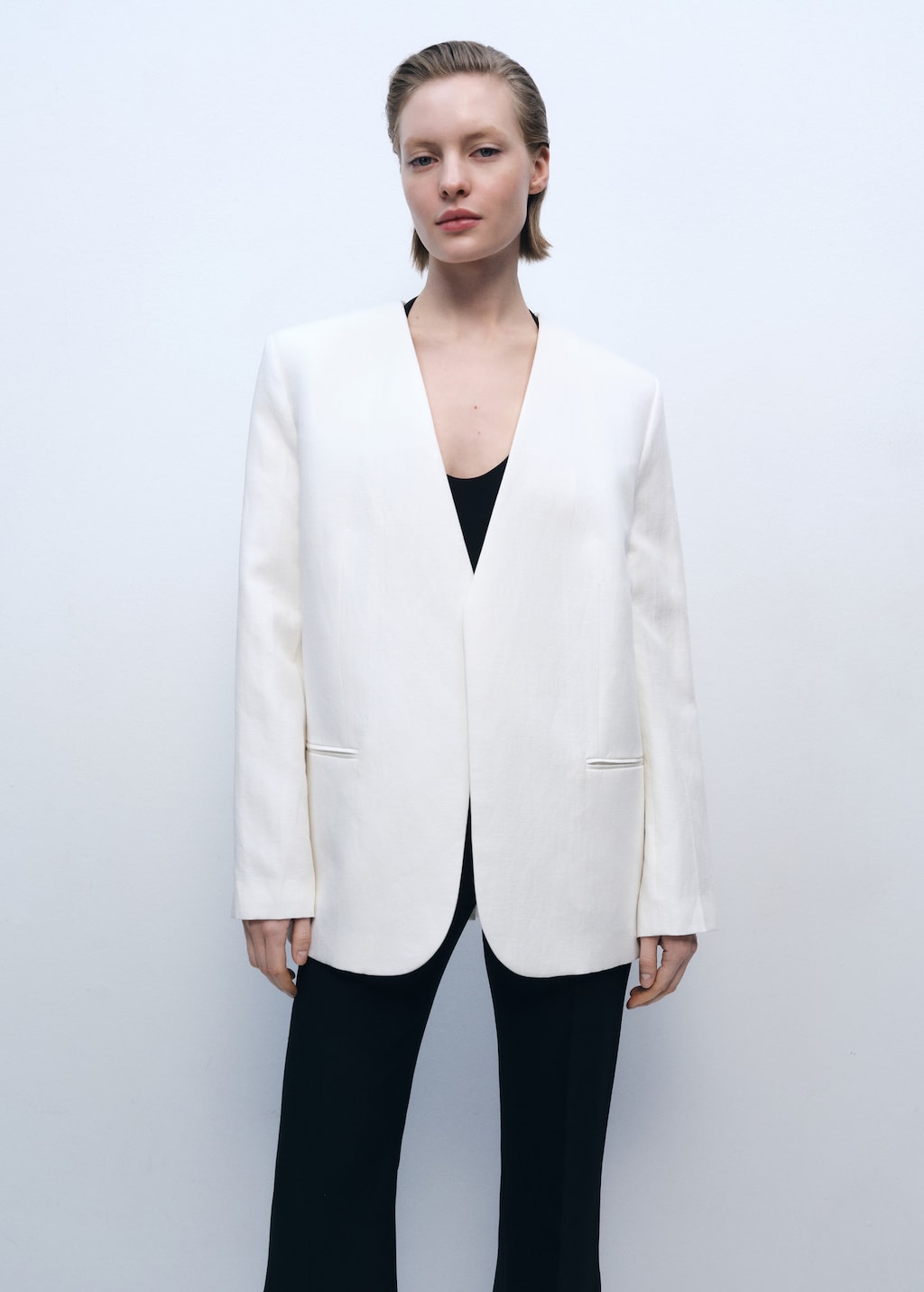 Mango Lyocell and linen-blend blazer
