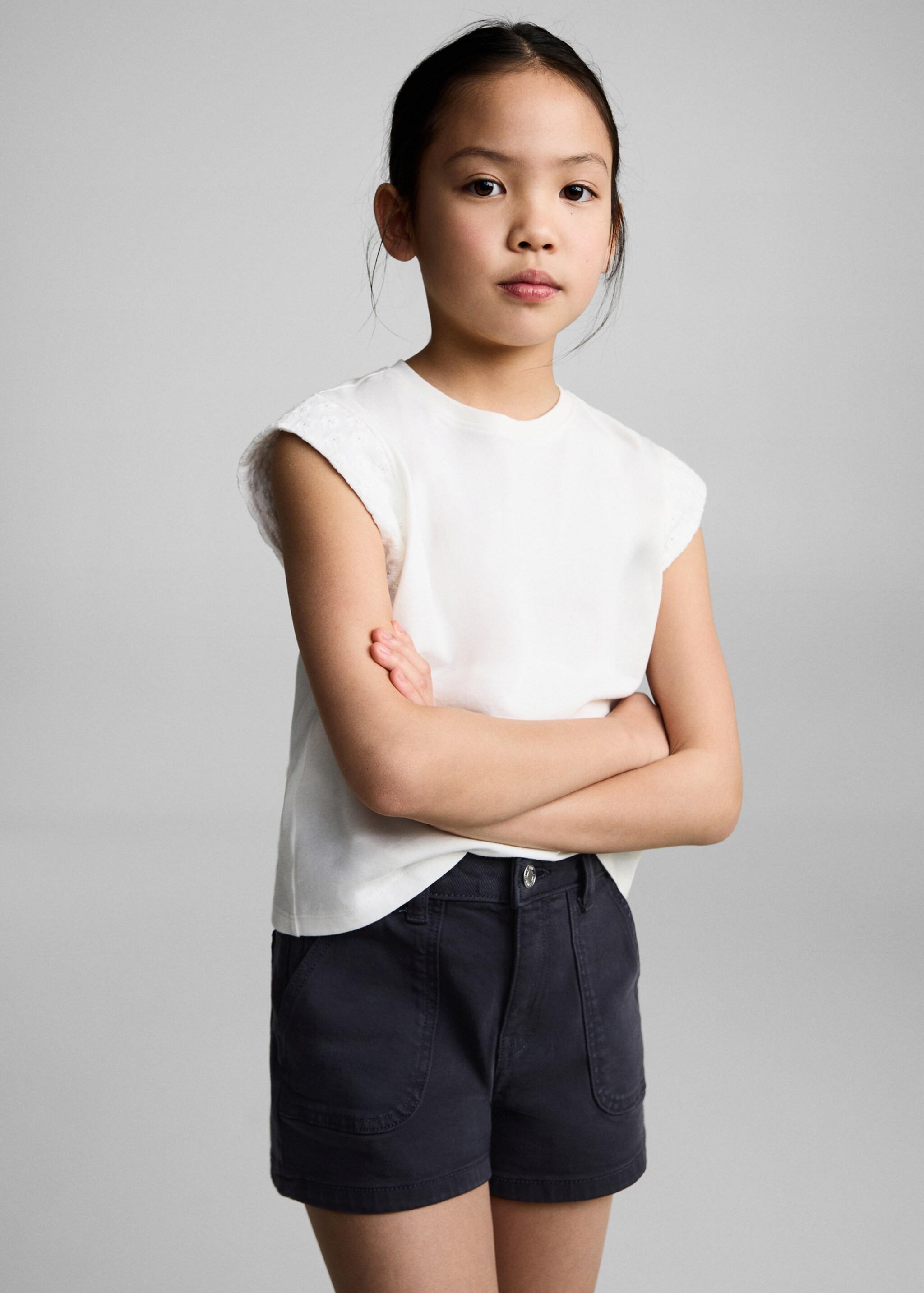 Straight-fit denim shorts - Medium plane