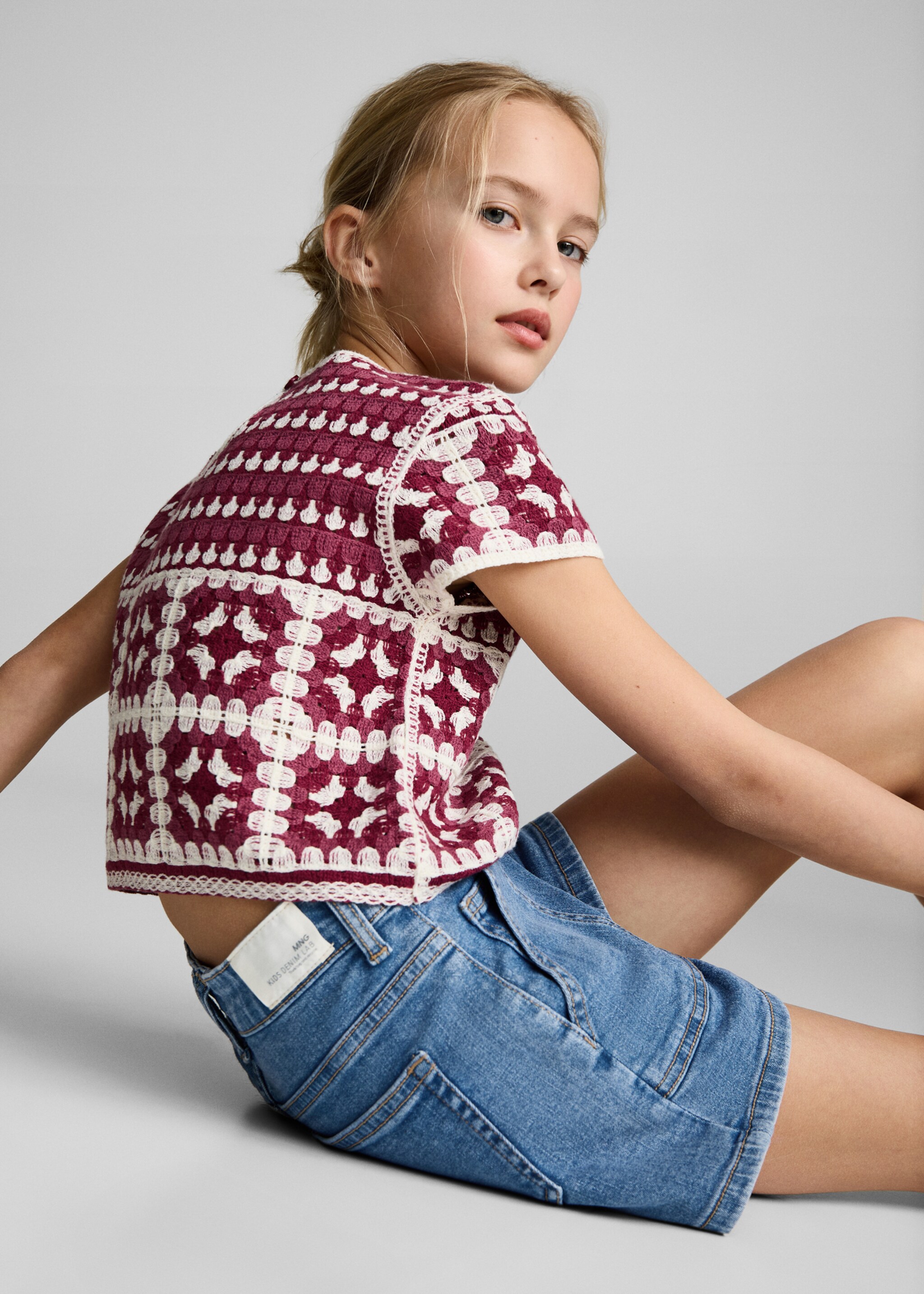 Straight-fit denim shorts - Details of the article 1