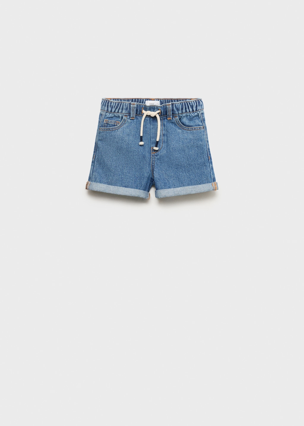 Drawstring denim Bermuda shorts