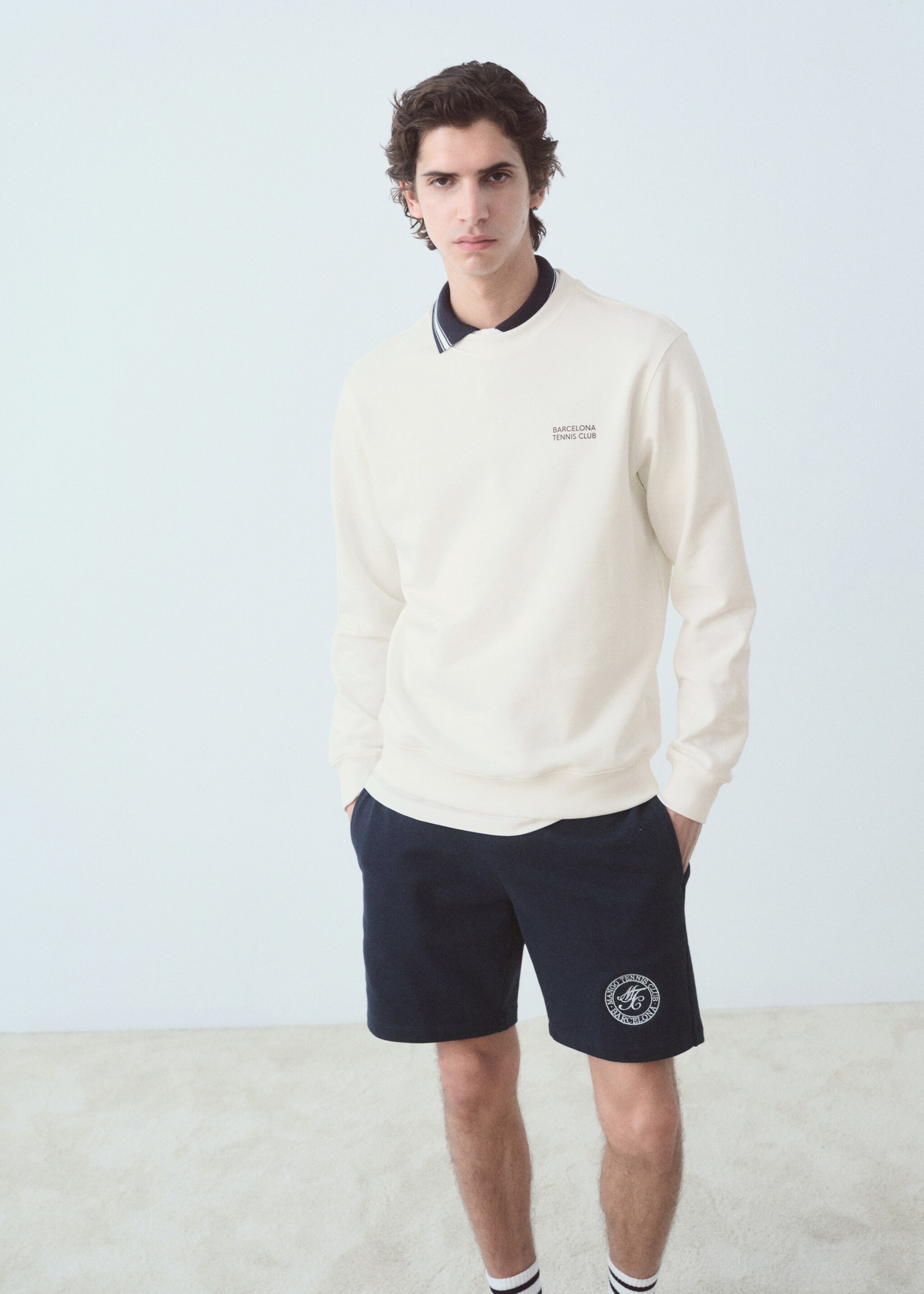 Cotton sweatshirt with printed text - Medium plane
