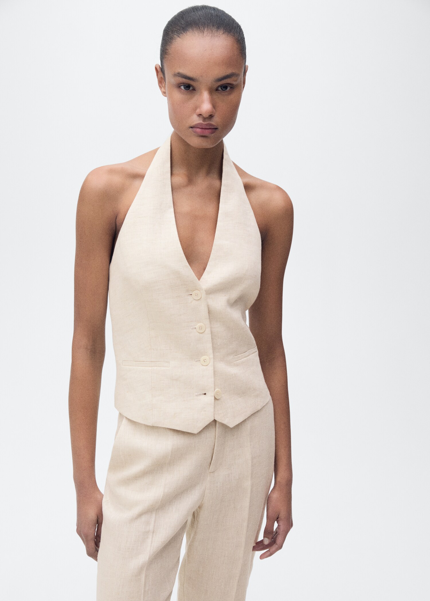 Linen suit waistcoat - Medium plane
