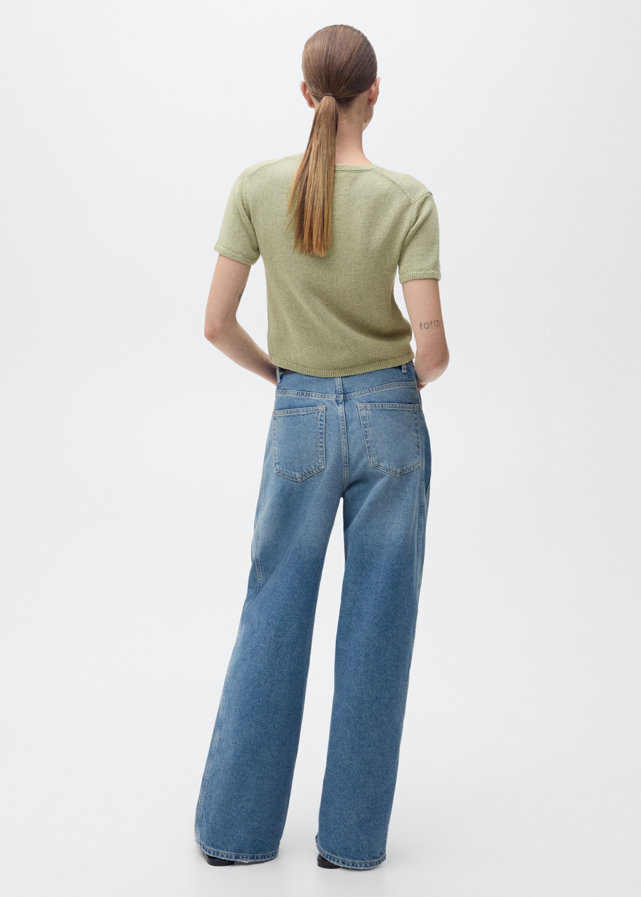 Short-sleeved knitted cotton sweater - Reverse of the article
