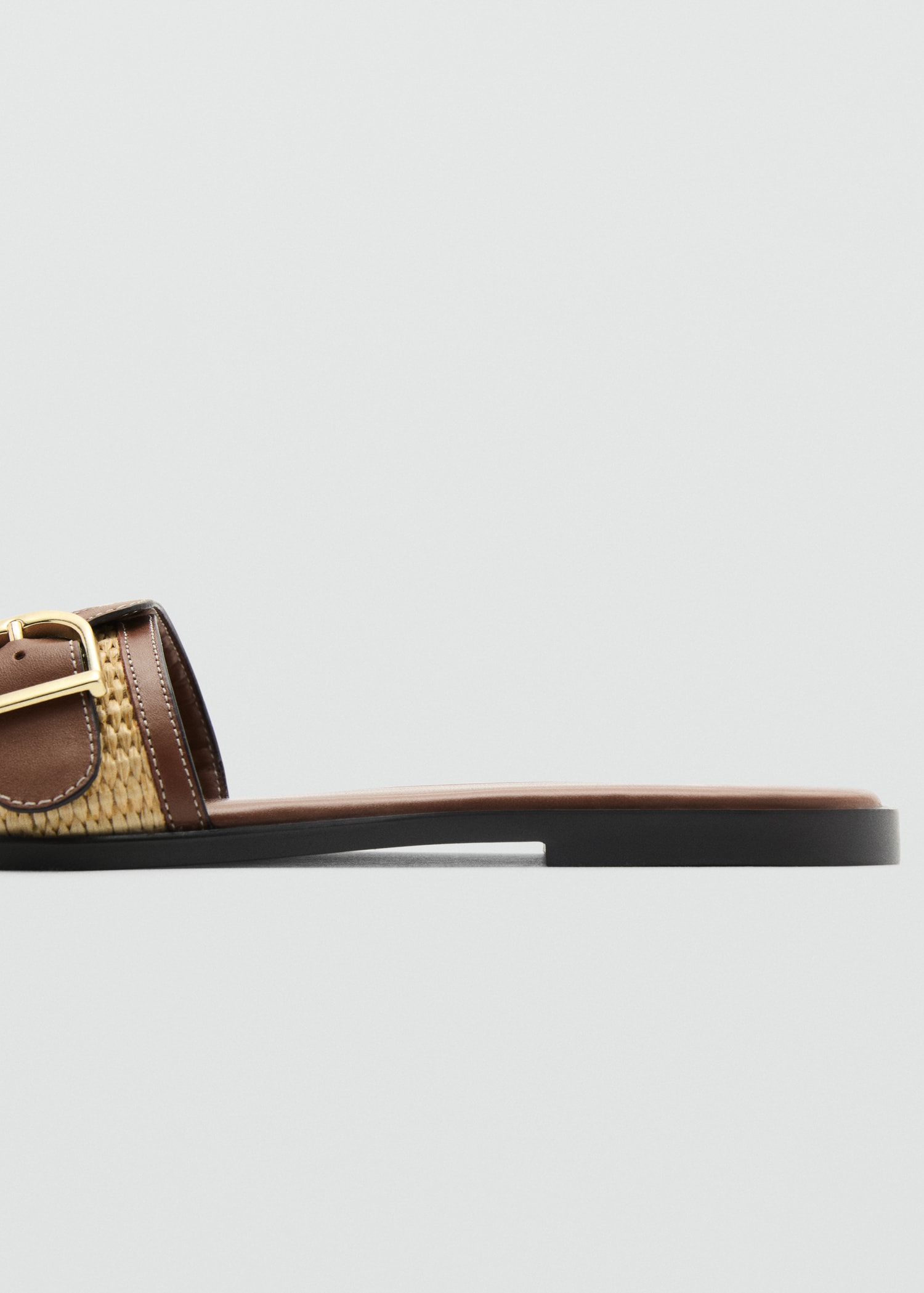 Raffia leather-blend sandals with buckle - Women | MANGO USA