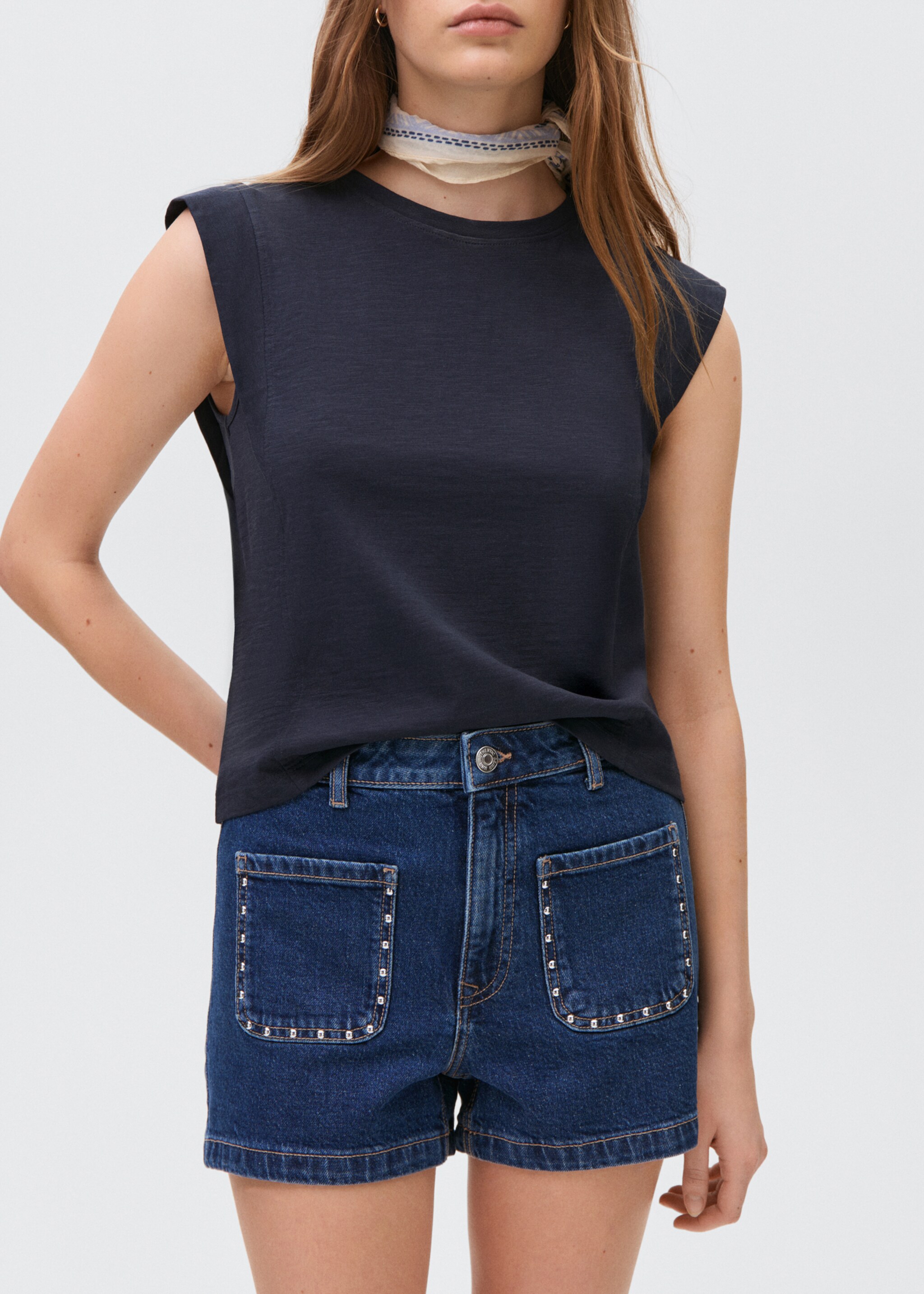 Studded denim shorts - Medium plane