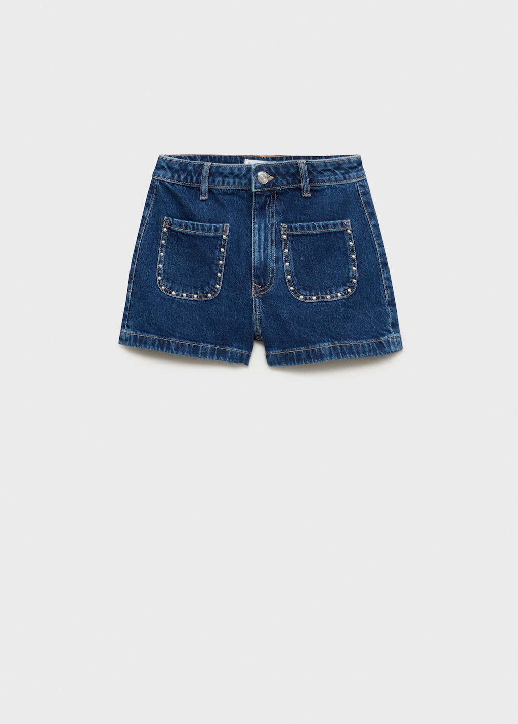 Studded denim shorts