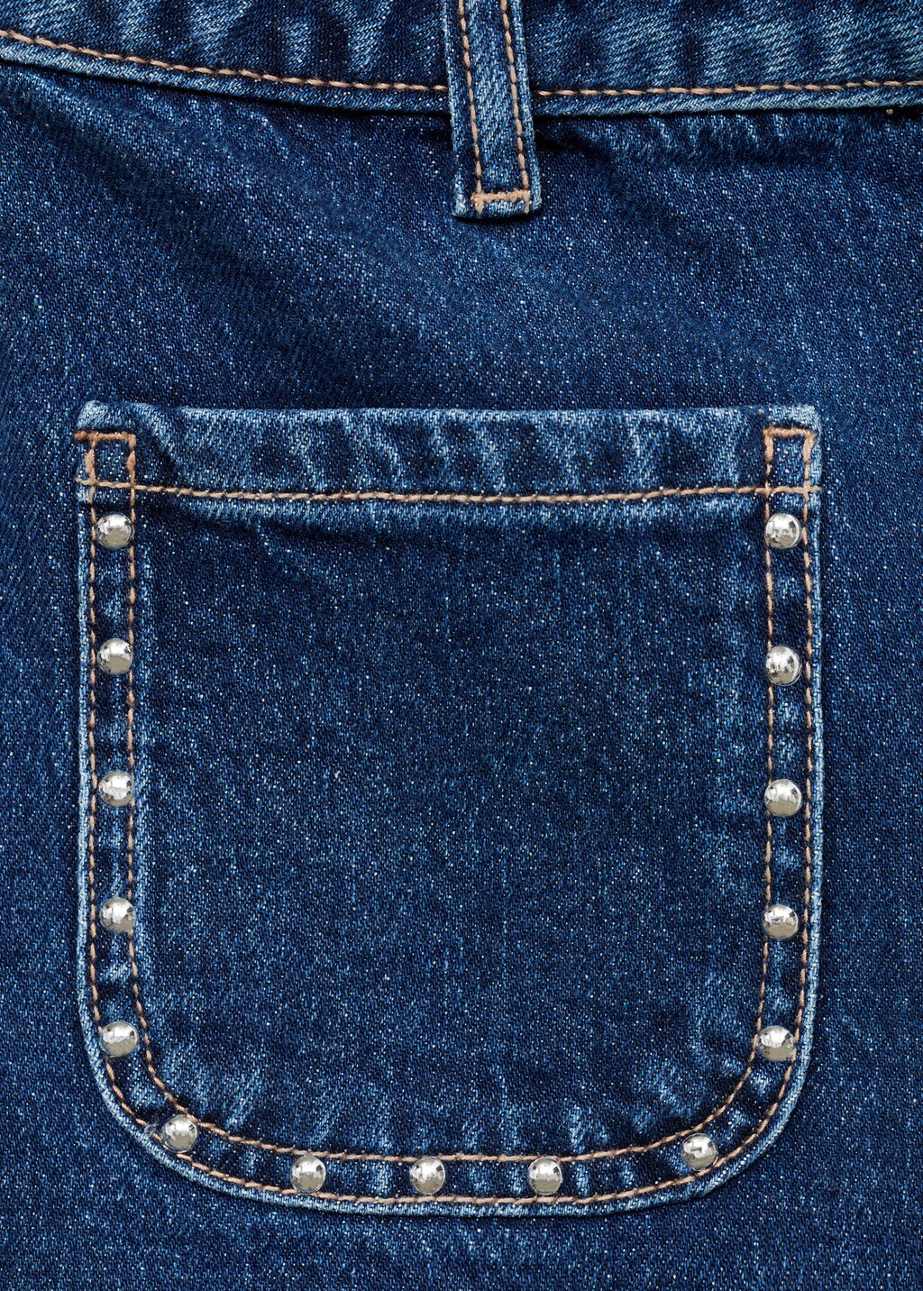 Studded denim shorts