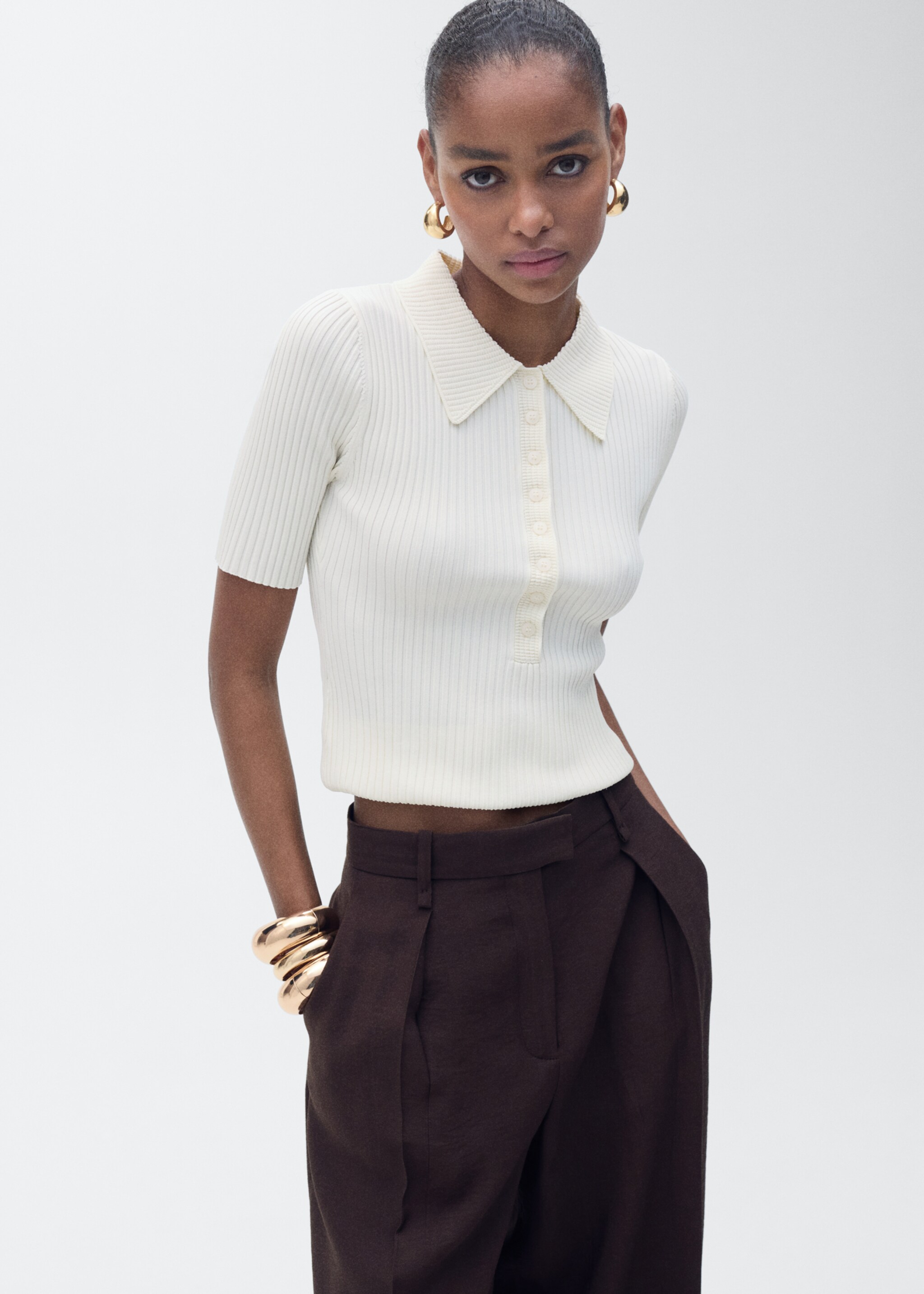 Ribbed polo-neck sweater - Medium plane