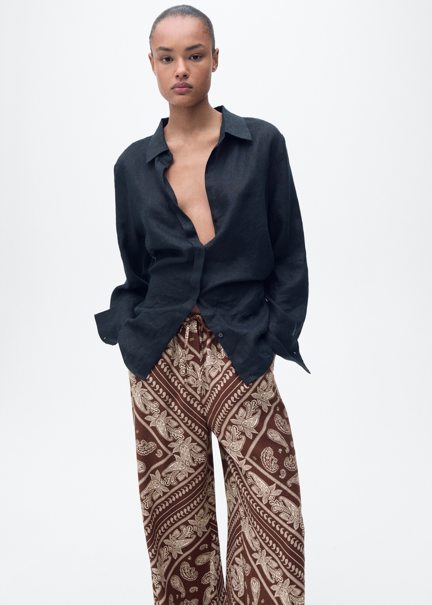 Paisley-print wideleg trousers - Details of the article 2