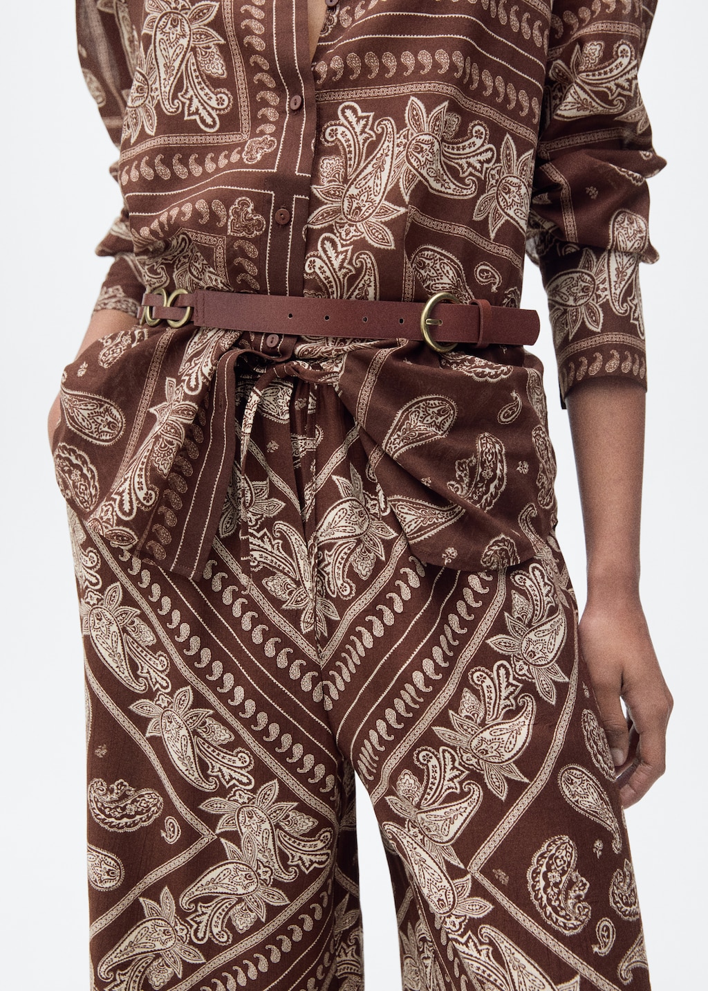 Paisley-print wide leg pants
